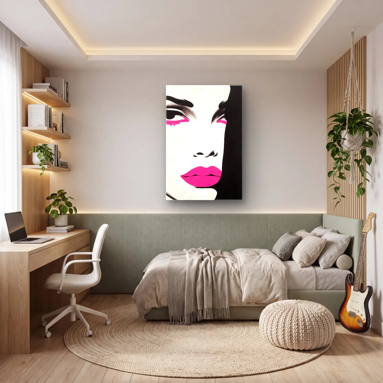 Pop Art Moda İllüstrasyonu – Pembe Tonlar cam tablo — genç odasında