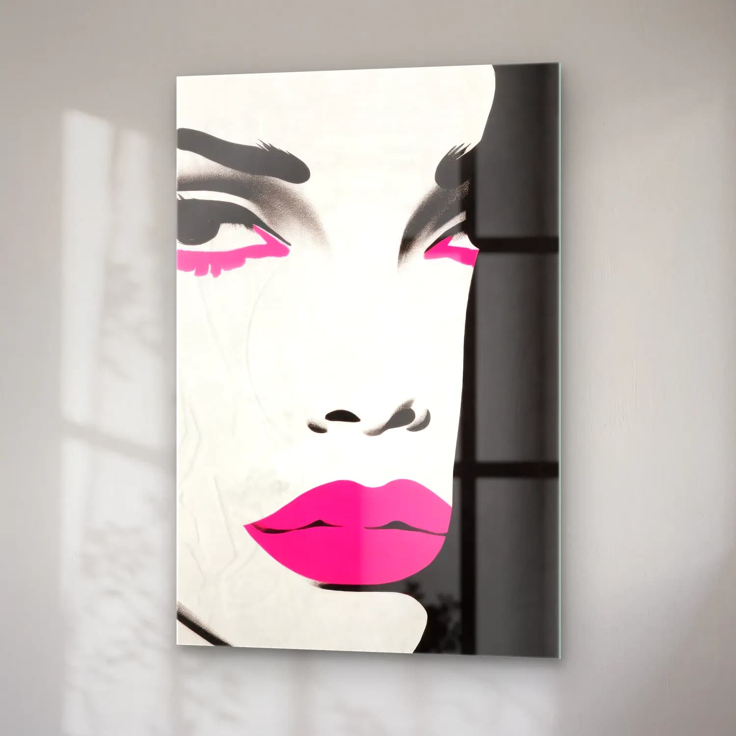 Pop Art Moda İllüstrasyonu – Pembe Tonlar cam tablo — sağ açıdan görünüm