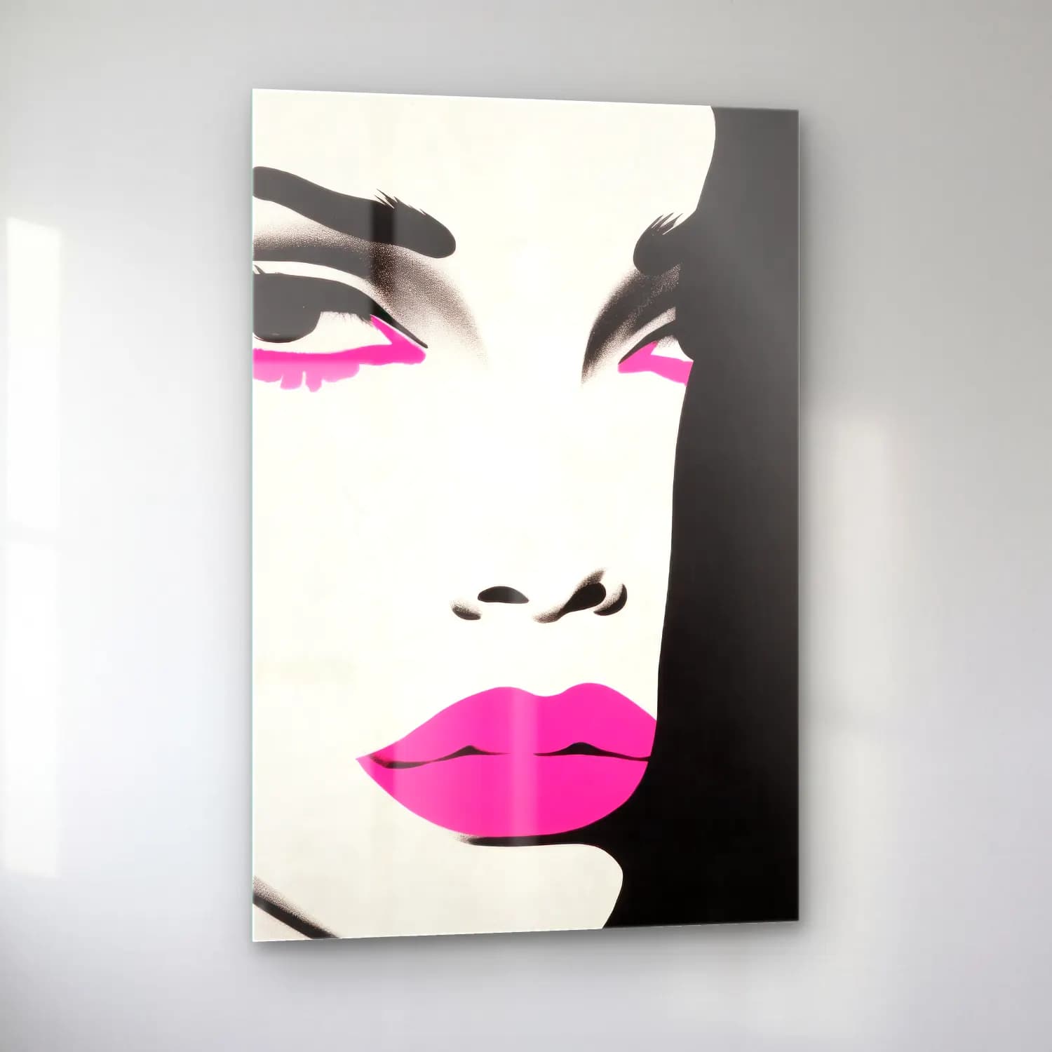 Pop Art Moda İllüstrasyonu – Pembe Tonlar cam tablo — sol açıdan görünüm