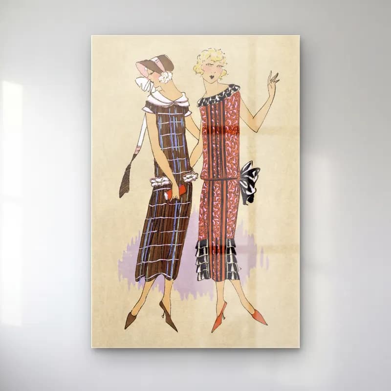 Vintage Elbiseli Kadın – Bej Tonlar cam tablo — Vintage Elbiseli Kadın – Bej Tonlar — vintage elbiseli kadın