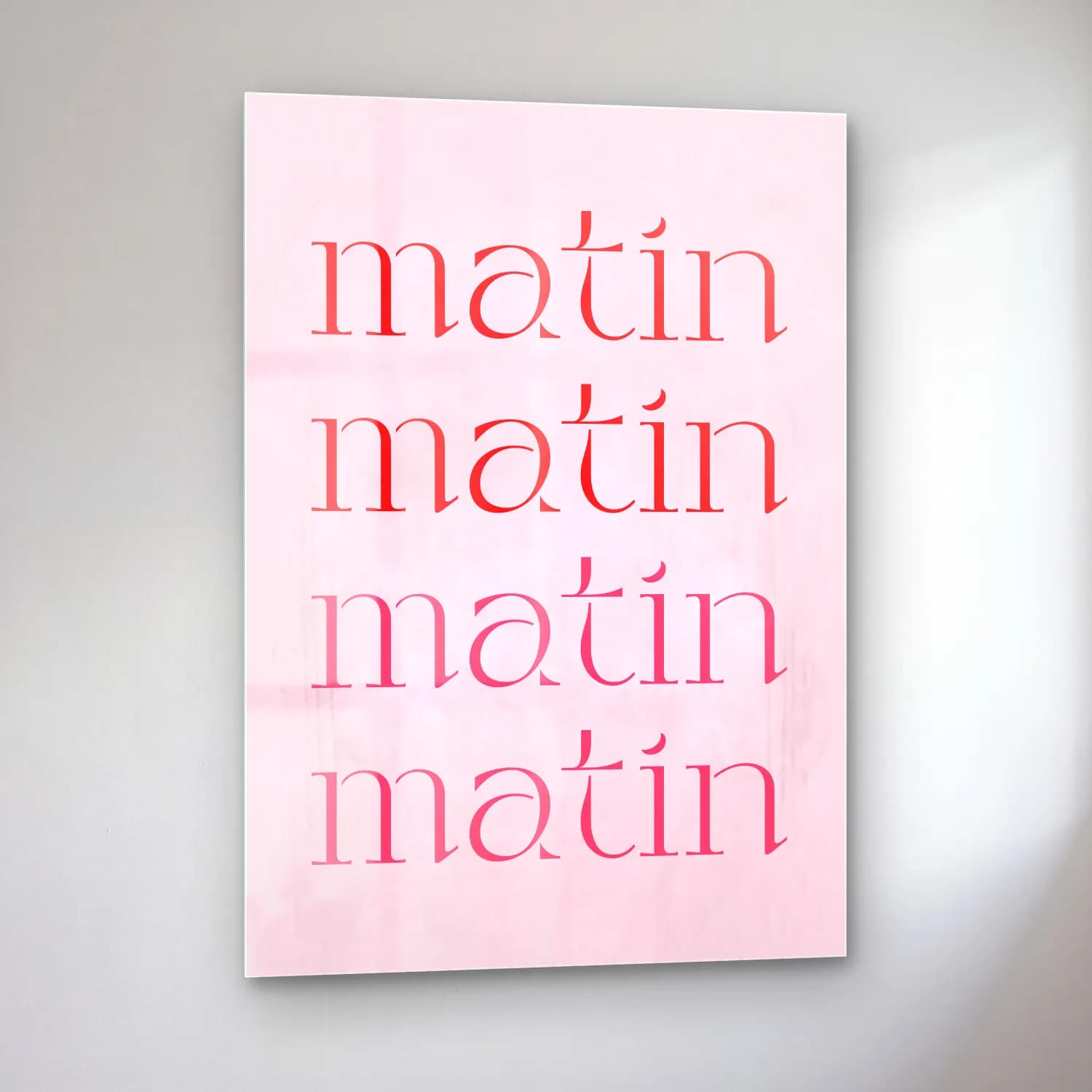 Pastel Yazılı Tasarım No. 4 cam tablo — sol açıdan görünüm