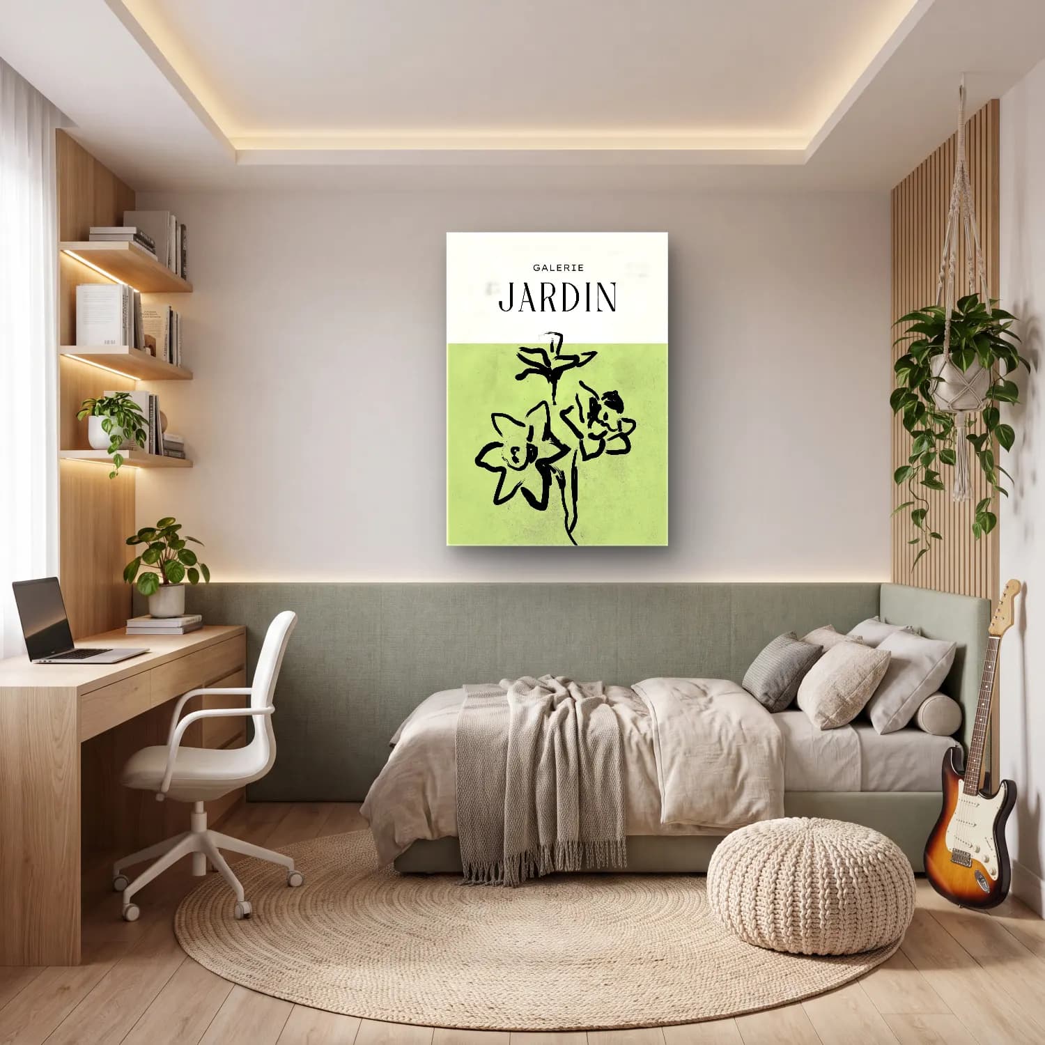 Botanik İllüstrasyon Çiçek Bahçesi No. 7 cam tablo — genç odasında
