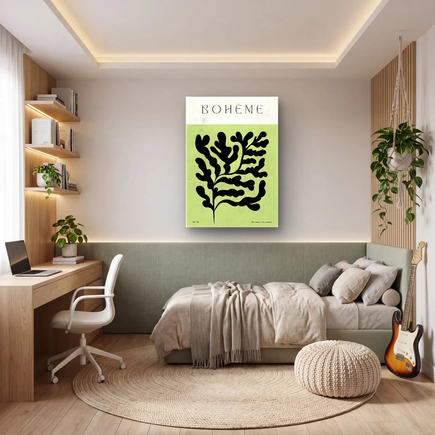 Botanik İllüstrasyon Eğrelti Otu No. 6 cam tablo — genç odasında