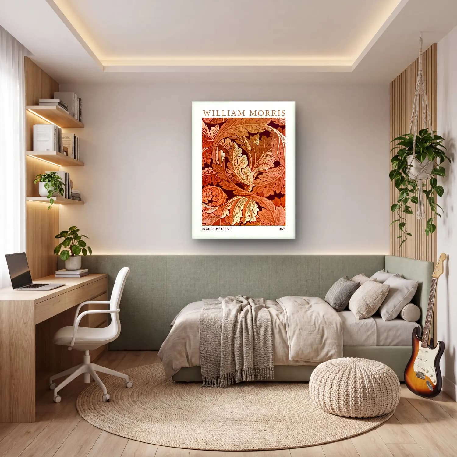 Botanik İllüstrasyon Çiçek Deseni No. 35 cam tablo — genç odasında