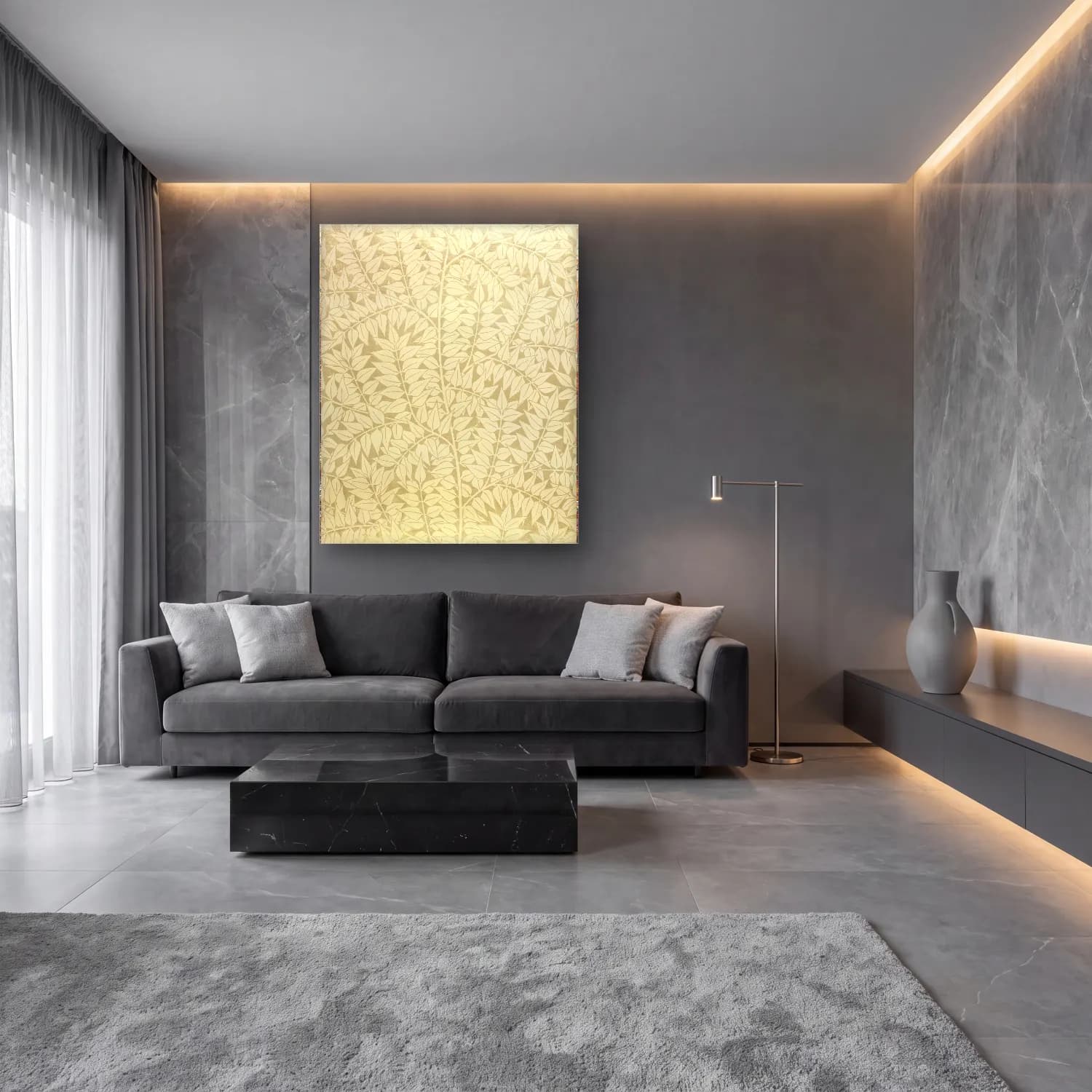 Botanik İllüstrasyon Çiçek Deseni No. 38 cam tablo — lüks salon duvarında