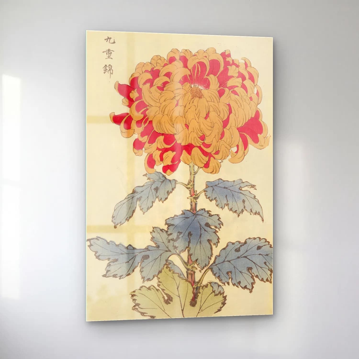 Japon Baskı Çiçek Deseni No. 30 cam tablo — sol açıdan görünüm
