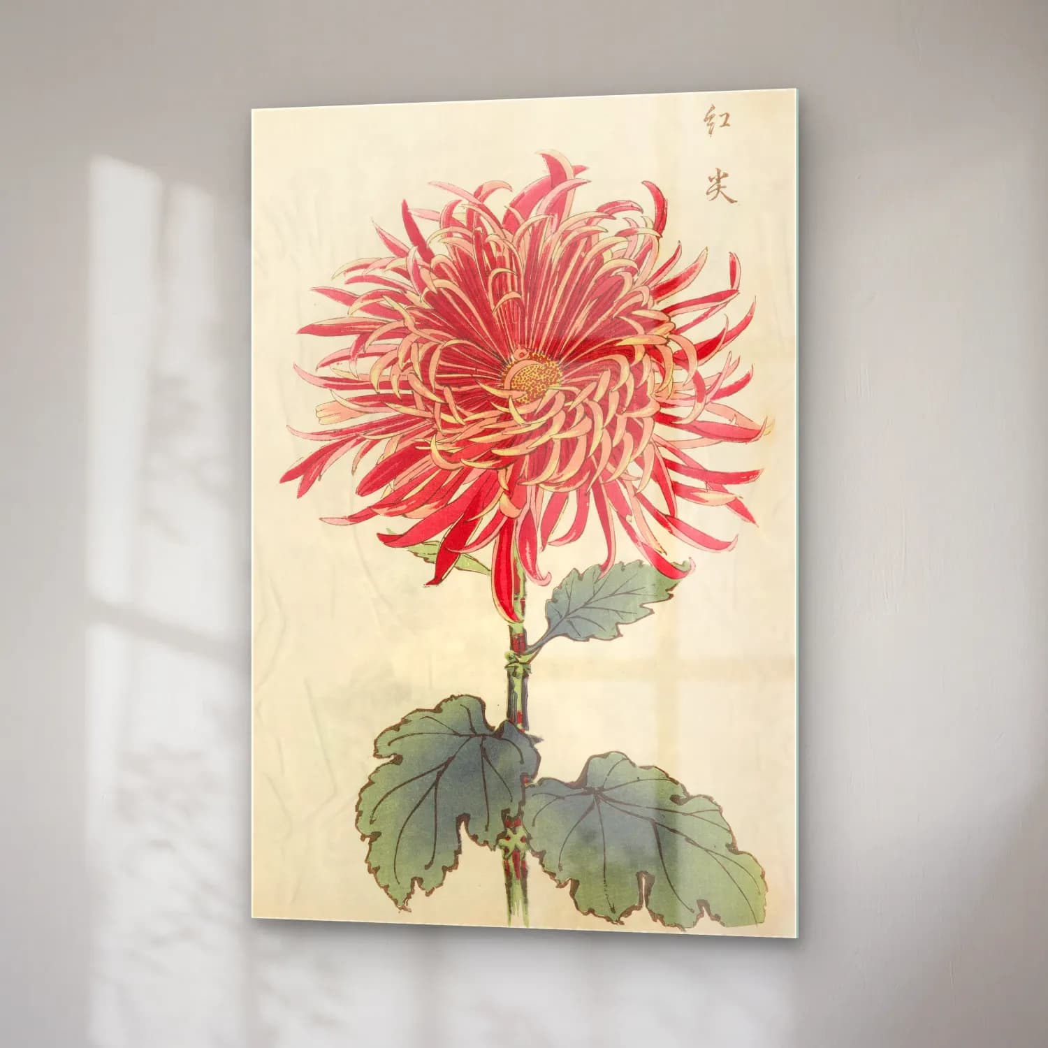 Botanik İllüstrasyon Çiçek Deseni No. 40 cam tablo — sağ açıdan görünüm
