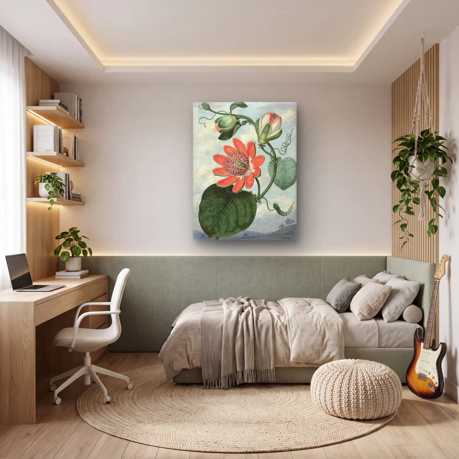 Botanik İllüstrasyon Lotus Çiçekleri No. 3 cam tablo — genç odasında