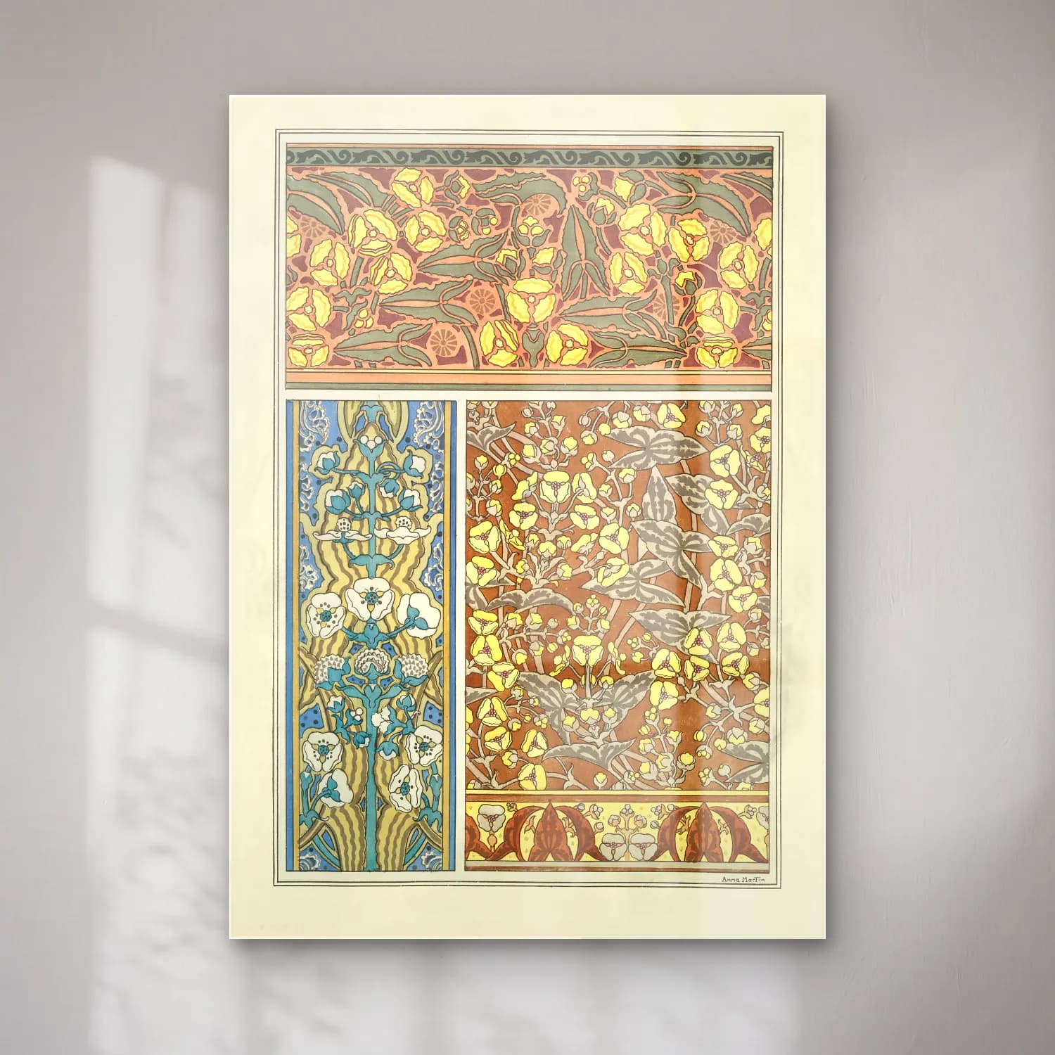 Vintage Çiçek Deseni No. 7 cam tablo — Vintage Çiçek Deseni No. 7 — vintage çiçek deseni