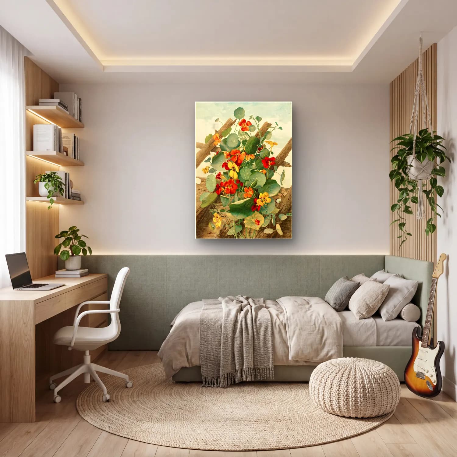 Botanik İllüstrasyon Çiçek Bahçesi No. 8 cam tablo — genç odasında