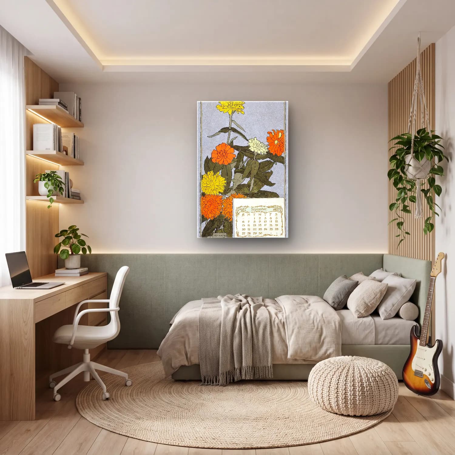 Botanik İllüstrasyon Çiçek Bahçesi No. 9 cam tablo — genç odasında