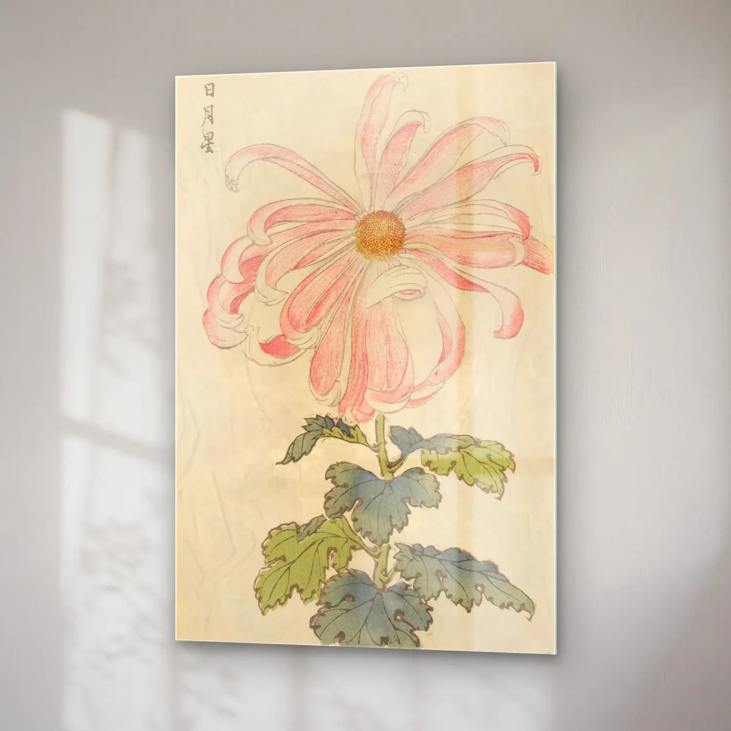 Botanik İllüstrasyon Çiçek Deseni No. 49 cam tablo — sağ açıdan görünüm