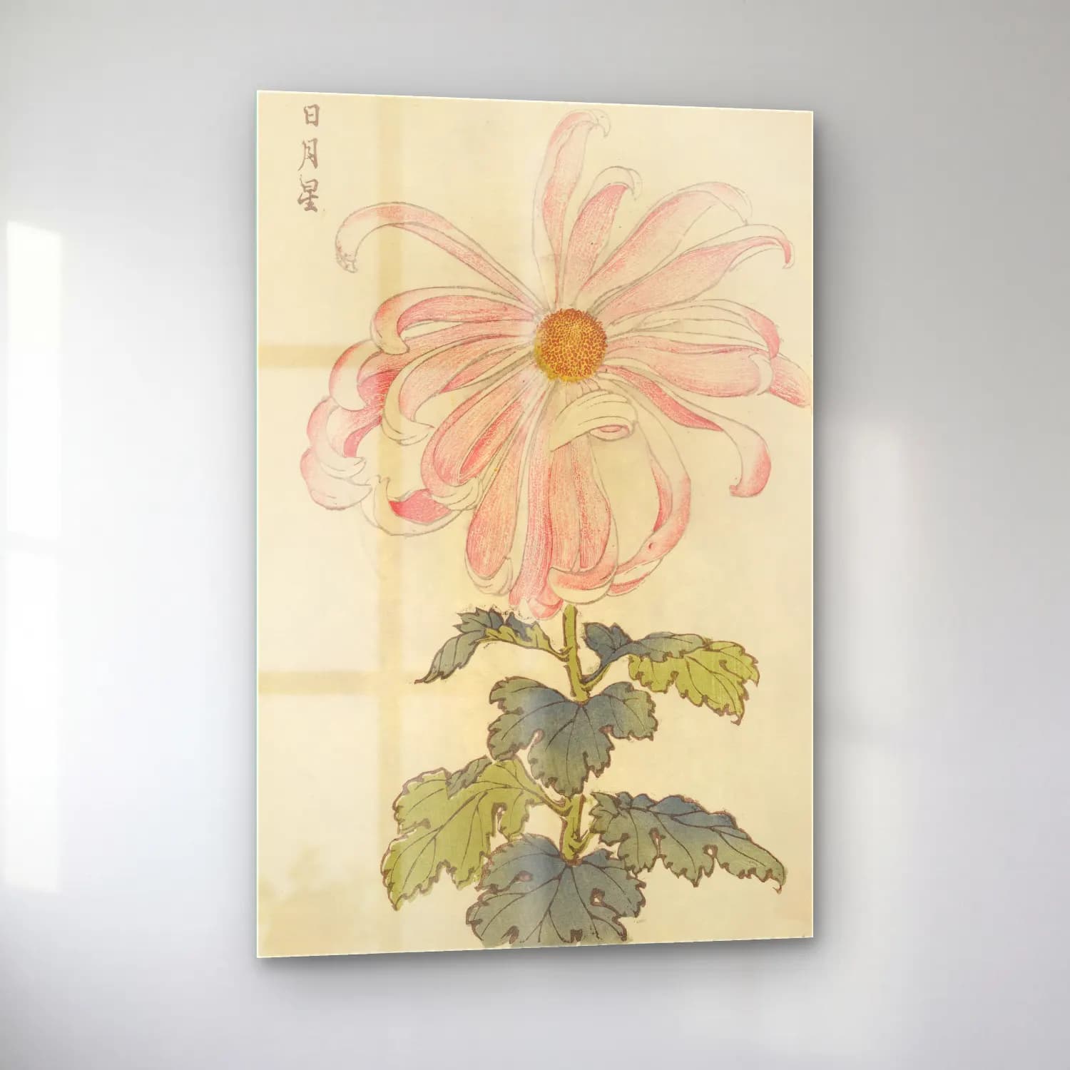 Botanik İllüstrasyon Çiçek Deseni No. 49 cam tablo — sol açıdan görünüm