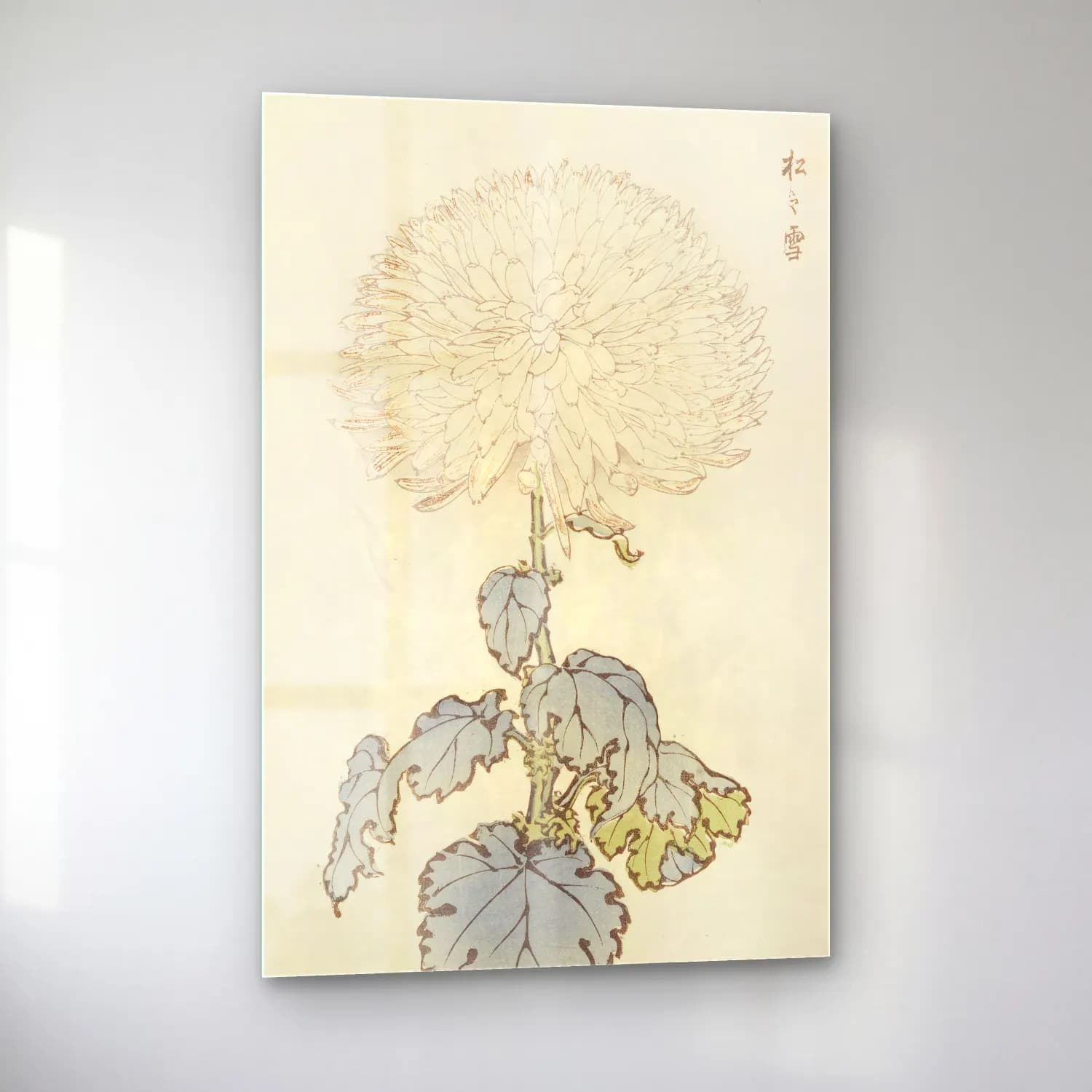 Botanik İllüstrasyon Çiçek Deseni No. 50 cam tablo — sol açıdan görünüm