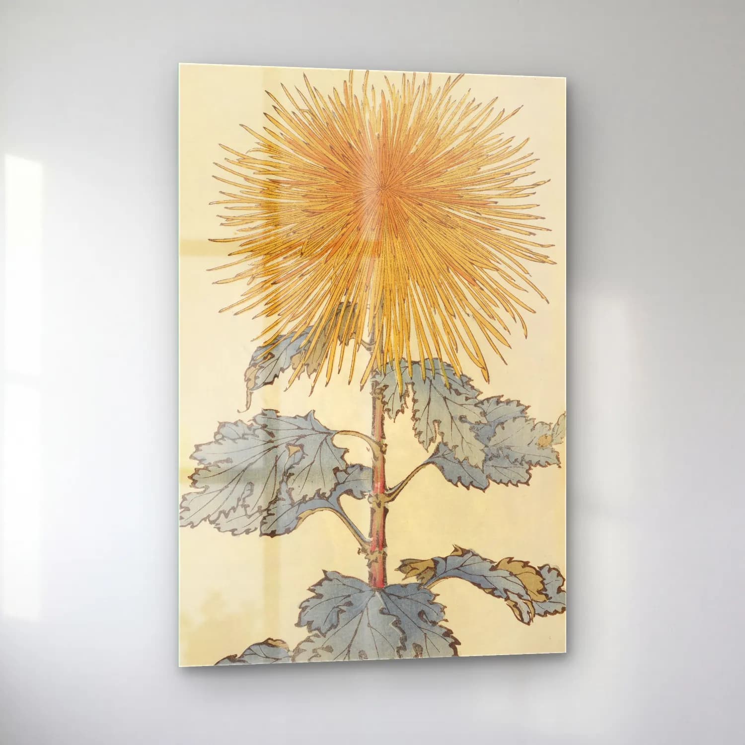 Botanik İllüstrasyon Çiçek Deseni No. 51 cam tablo — sol açıdan görünüm