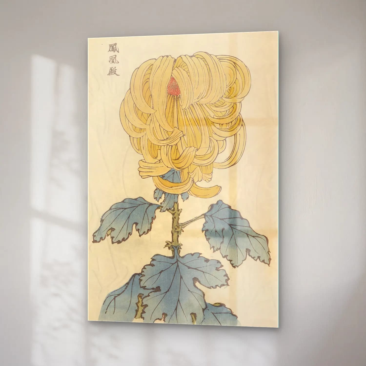 Botanik İllüstrasyon Çiçek Deseni No. 53 cam tablo — sağ açıdan görünüm