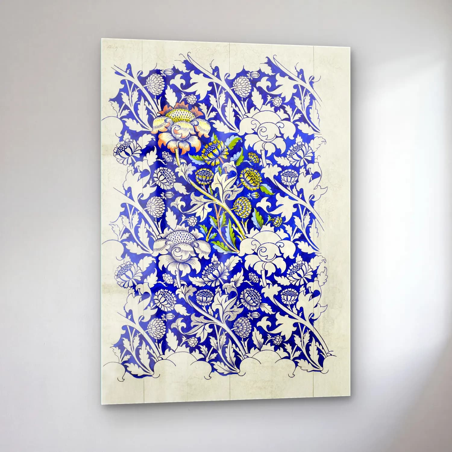 Botanik İllüstrasyon Çiçek Deseni No. 56 cam tablo — sol açıdan görünüm
