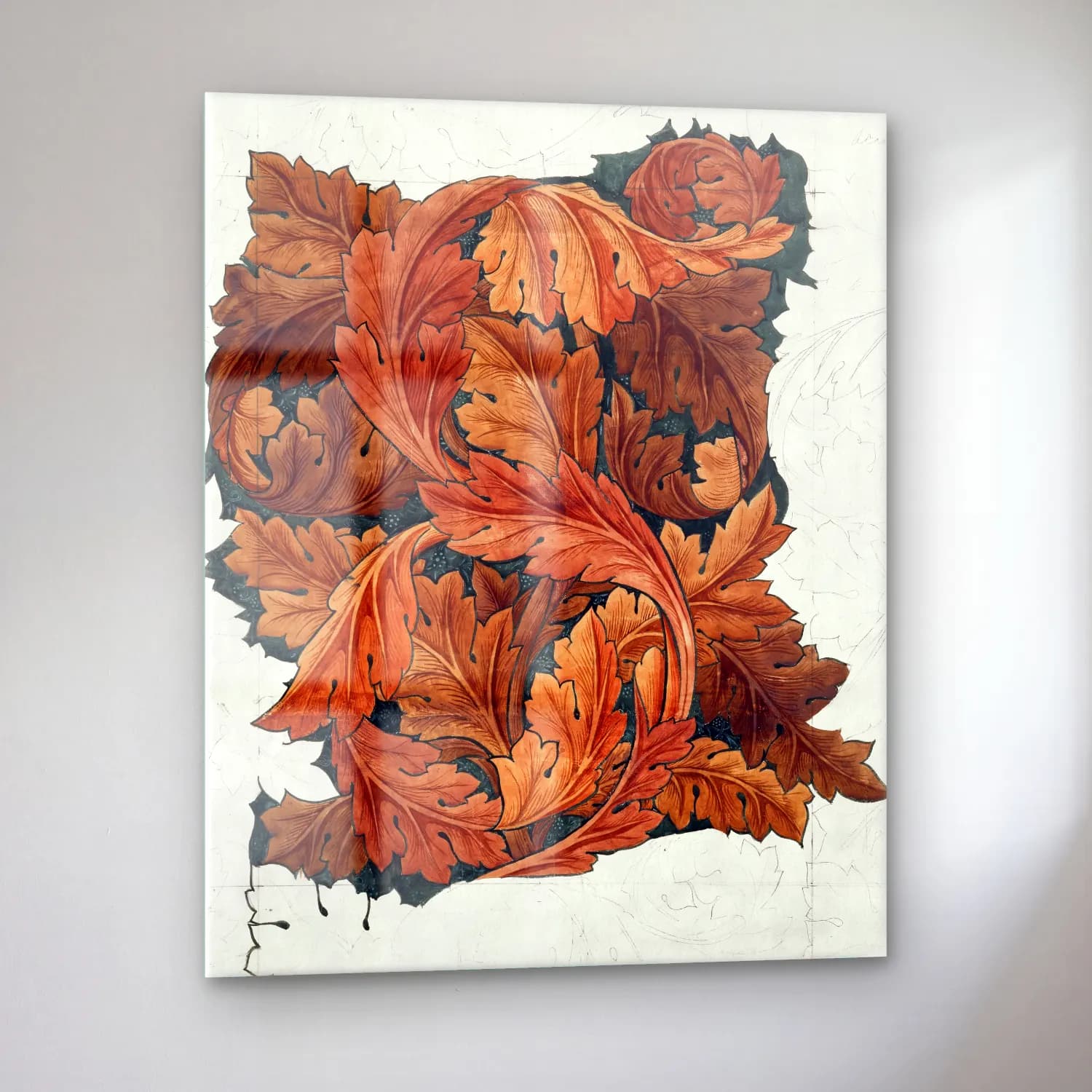 Botanik İllüstrasyon Çiçek Deseni No. 57 cam tablo — sol açıdan görünüm