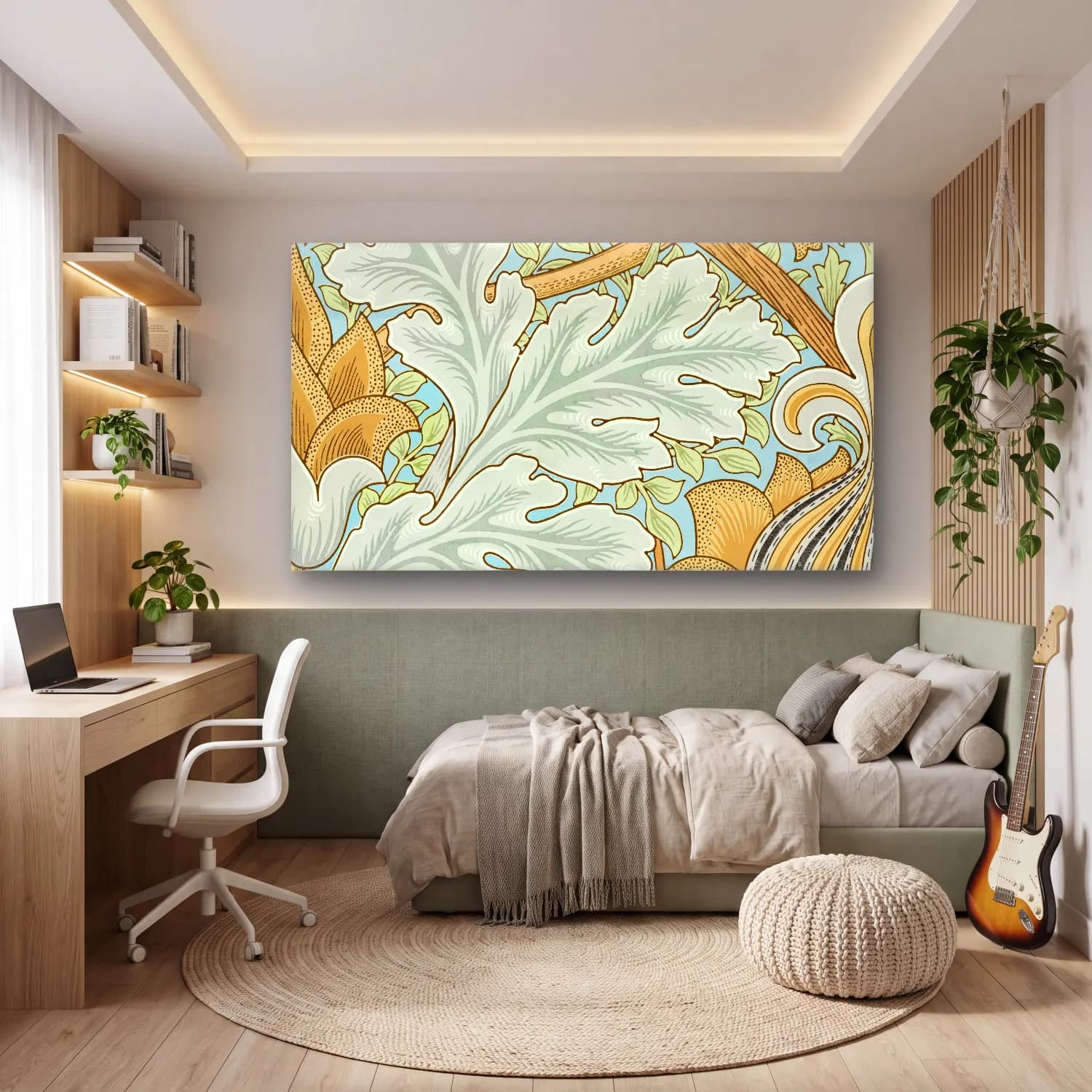 Botanik İllüstrasyon Çiçek Deseni No. 102 cam tablo — genç odasında