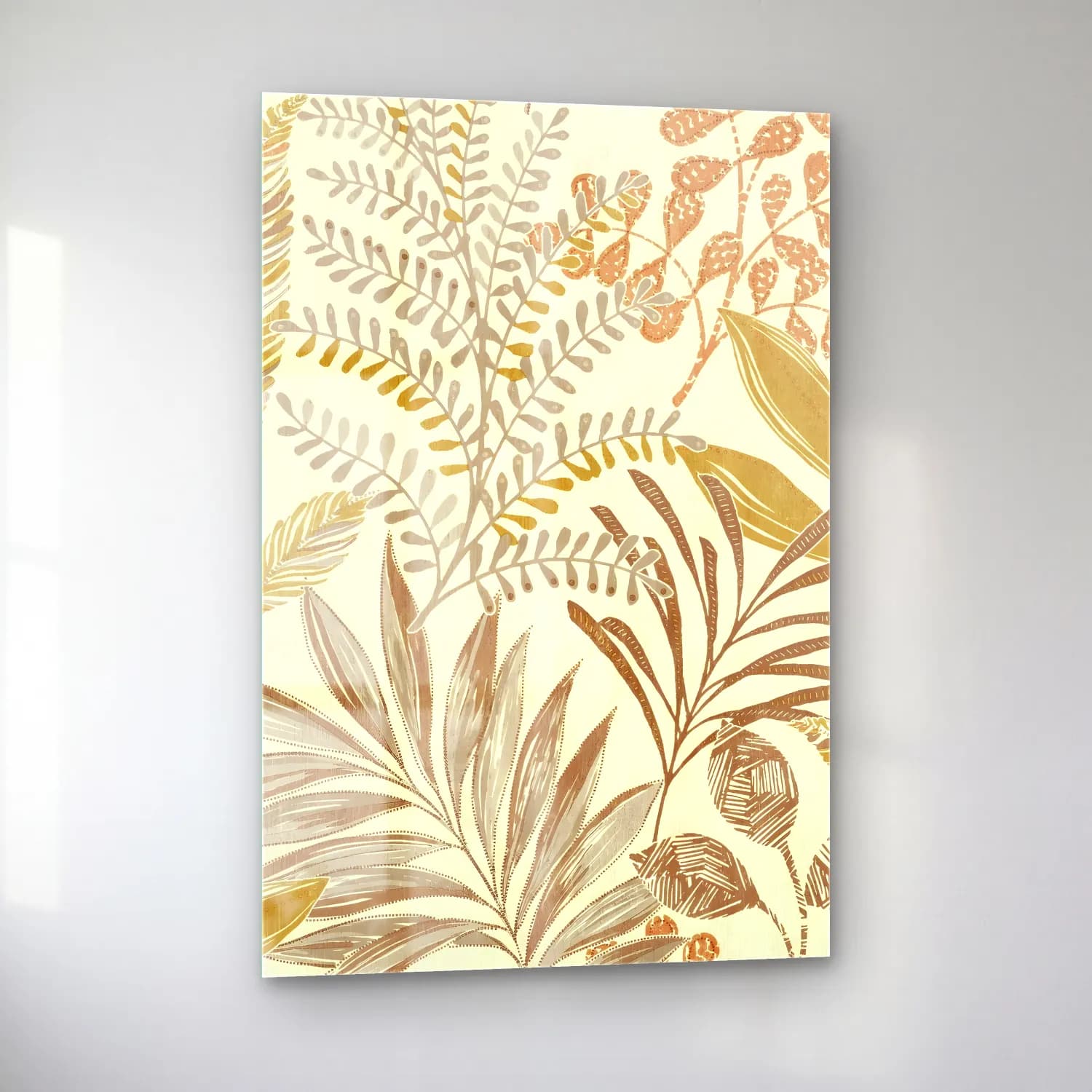 Boho Çiçek Deseni No. 91 cam tablo — sol açıdan görünüm