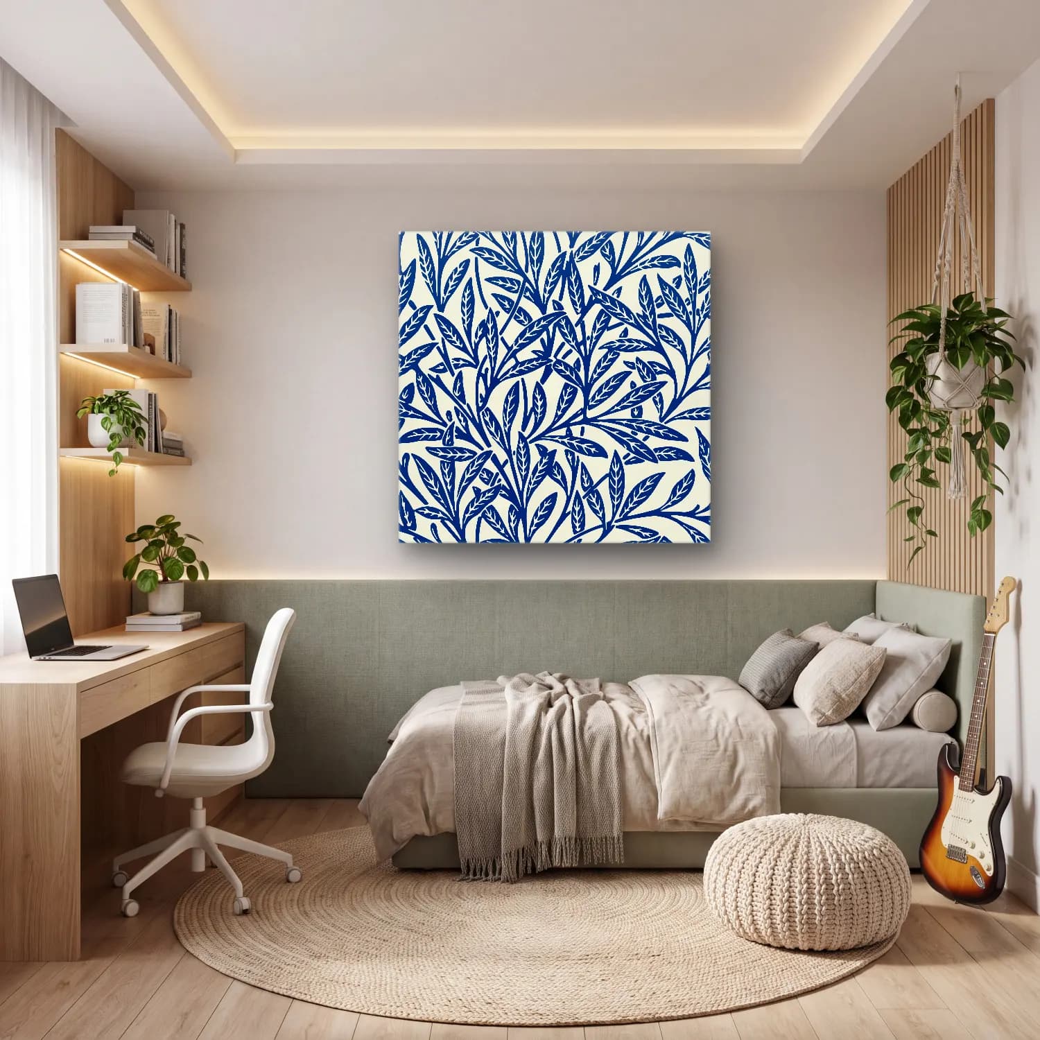 Boho Çiçek Deseni No. 103 cam tablo — genç odasında