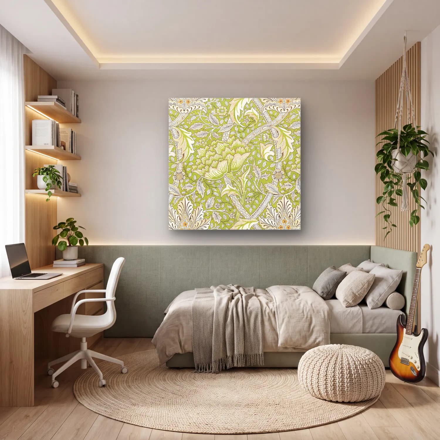 Pastel Çiçek Deseni No. 30 cam tablo — genç odasında