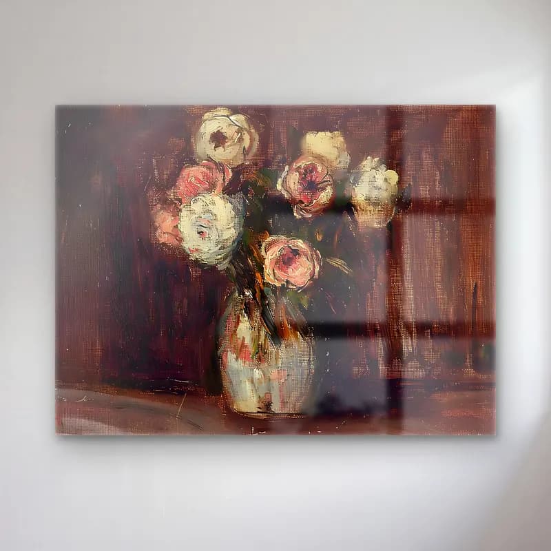 Yağlı Boya Vazoda Çiçek Buketi No. 6 cam tablo — Yağlı Boya Vazoda Çiçek Buketi No. 6 — yağlı boya vazoda çiçek buketi