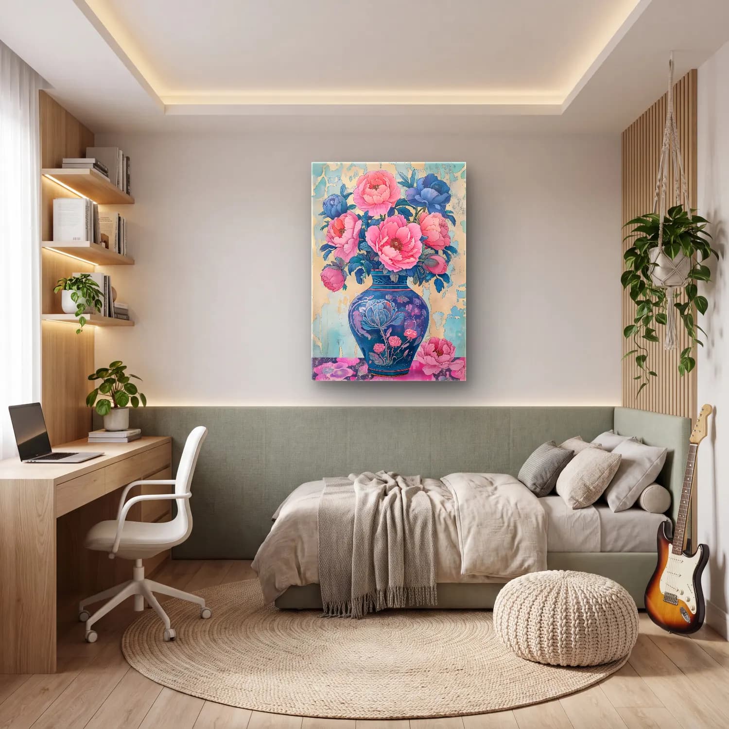 Pastel Pembe Şakayıklar No. 3 cam tablo — genç odasında