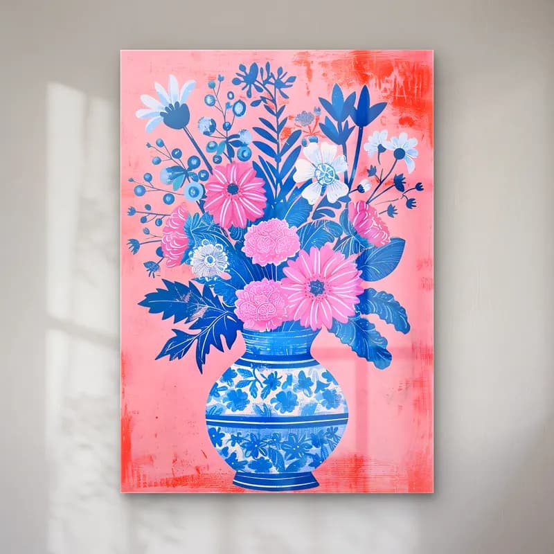 Pastel Vazoda Çiçek Buketi No. 2 cam tablo — Pastel Vazoda Çiçek Buketi No. 2 — pastel vazoda çiçek buketi