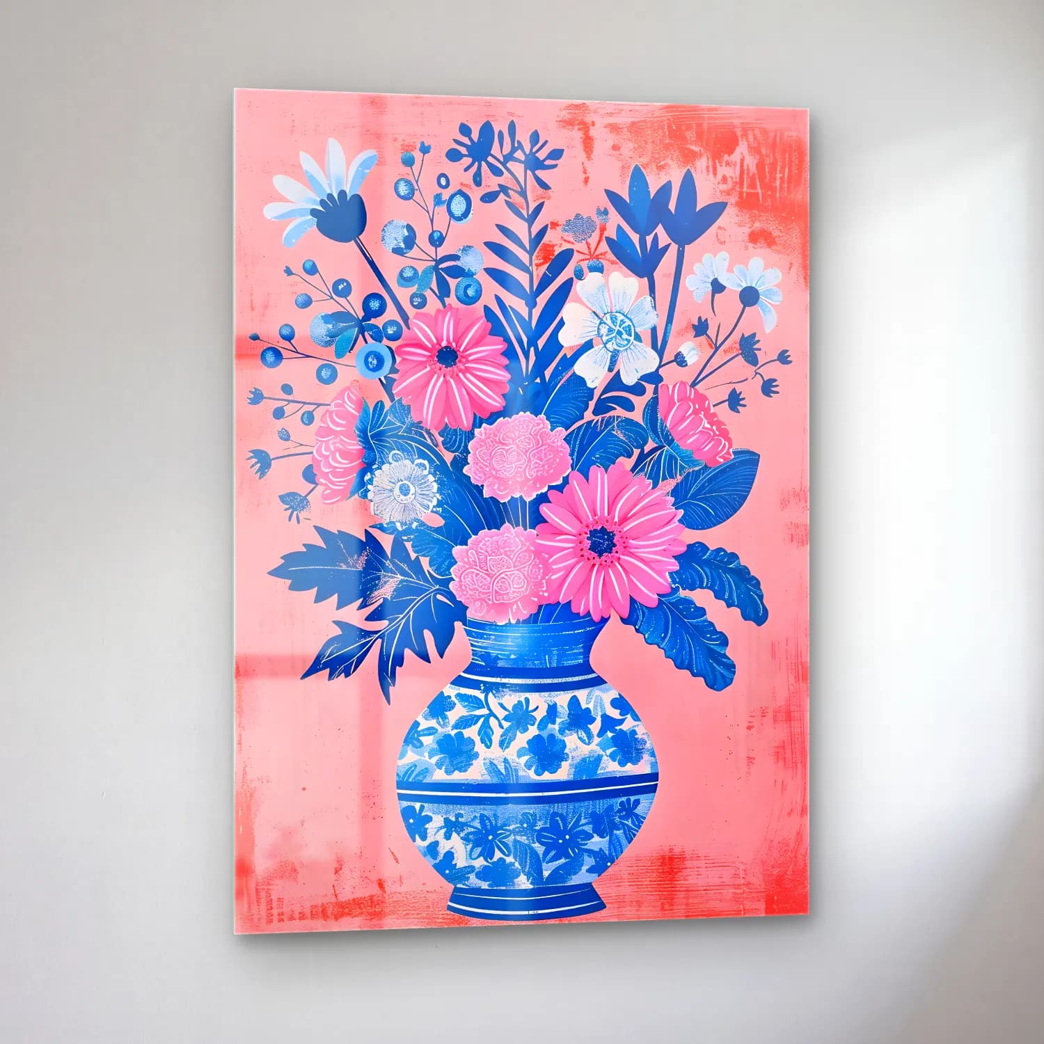 Pastel Vazoda Çiçek Buketi No. 2 cam tablo — sol açıdan görünüm