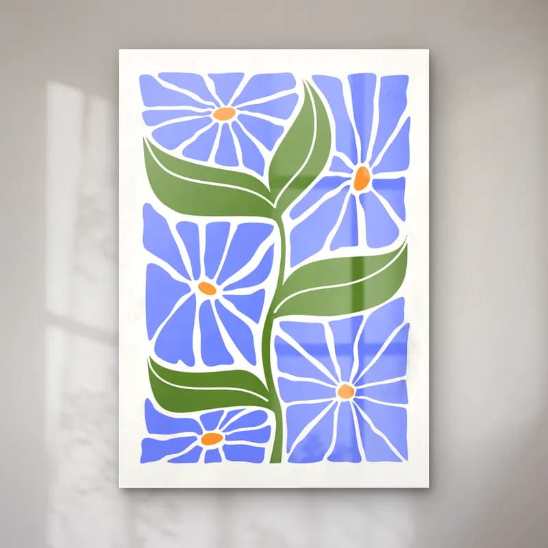Retro Çiçek Deseni No. 13 cam tablo — Retro Çiçek Deseni No. 13 — retro çiçek deseni