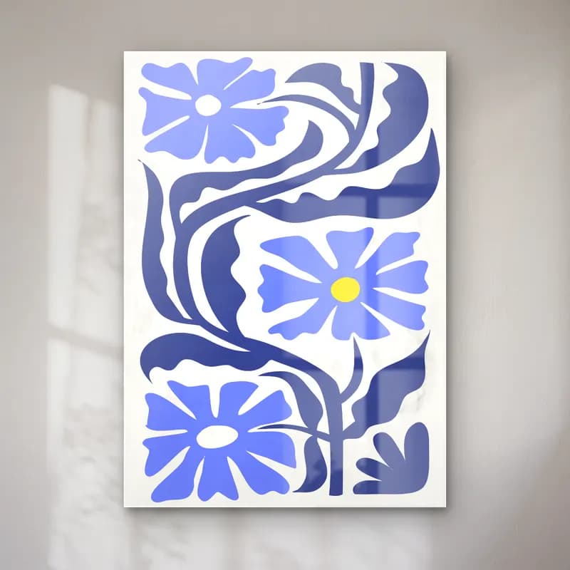 Retro Çiçek Deseni No. 15 cam tablo — Retro Çiçek Deseni No. 15 — retro çiçek deseni