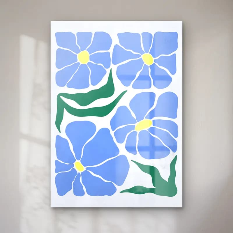 Retro Çiçek Deseni No. 19 cam tablo — Retro Çiçek Deseni No. 19 — retro çiçek deseni