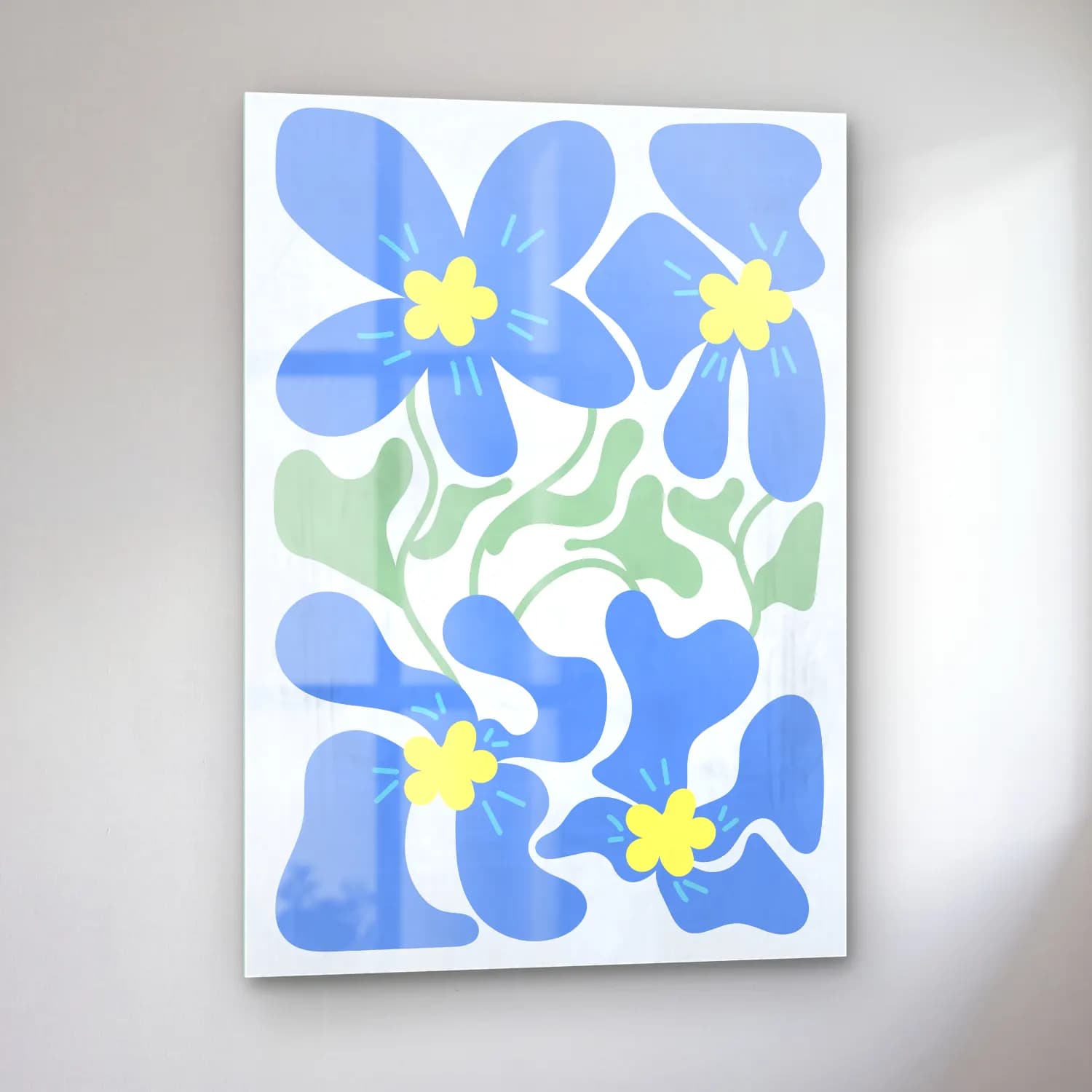 Pastel Çiçek Deseni No. 20 cam tablo — sol açıdan görünüm