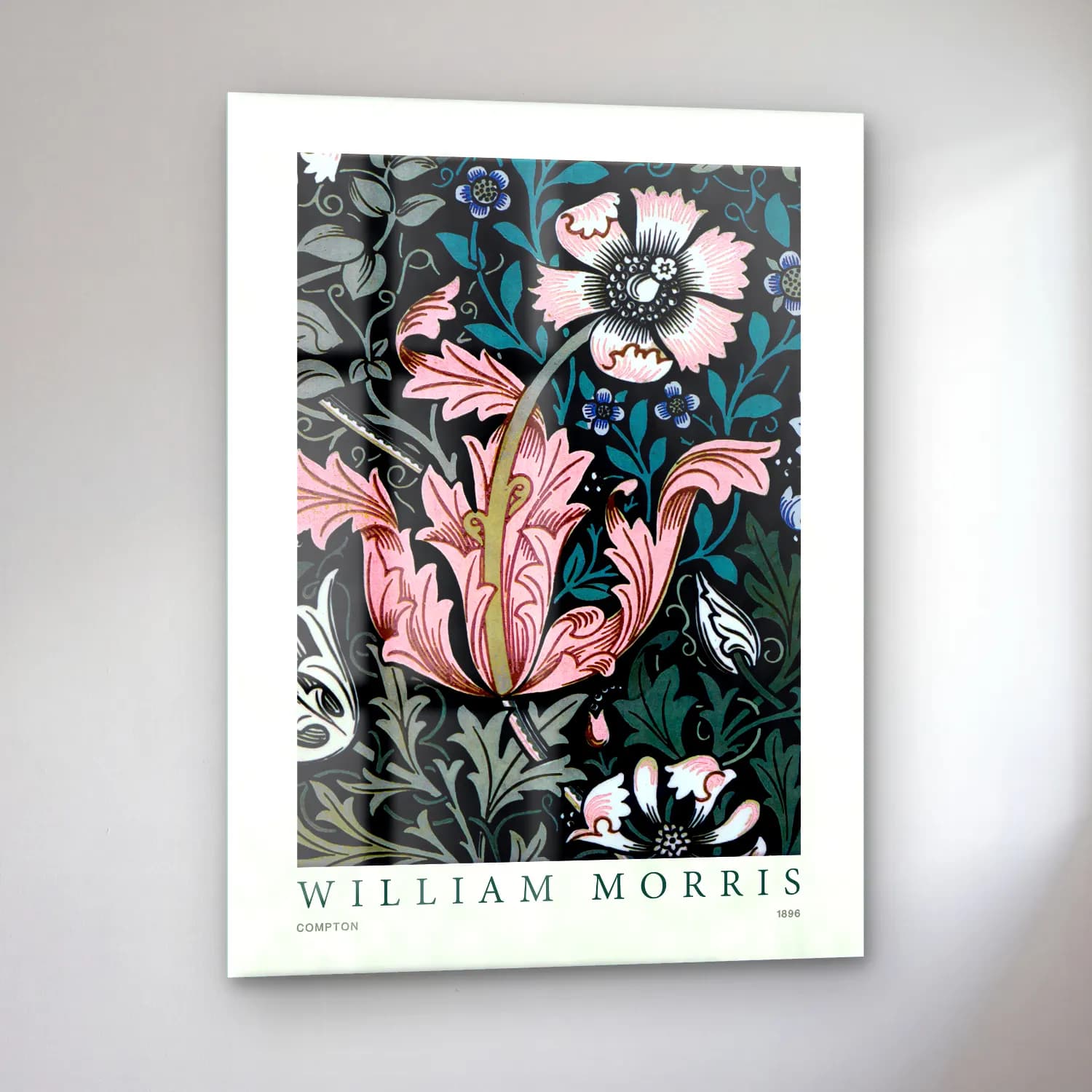 Botanik İllüstrasyon Çiçek Deseni No. 30 cam tablo — sol açıdan görünüm