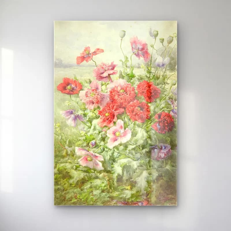 Suluboya Gelincikler – Pastel Tonlar cam tablo — Suluboya Gelincikler – Pastel Tonlar — suluboya gelincikler