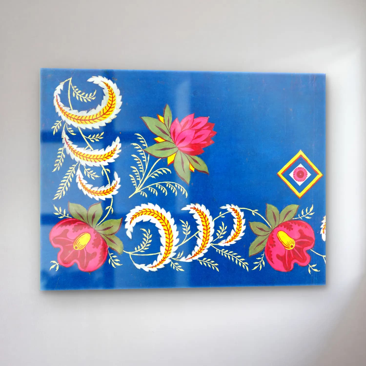 Botanik İllüstrasyon Çiçek Deseni No. 47 cam tablo — sol açıdan görünüm