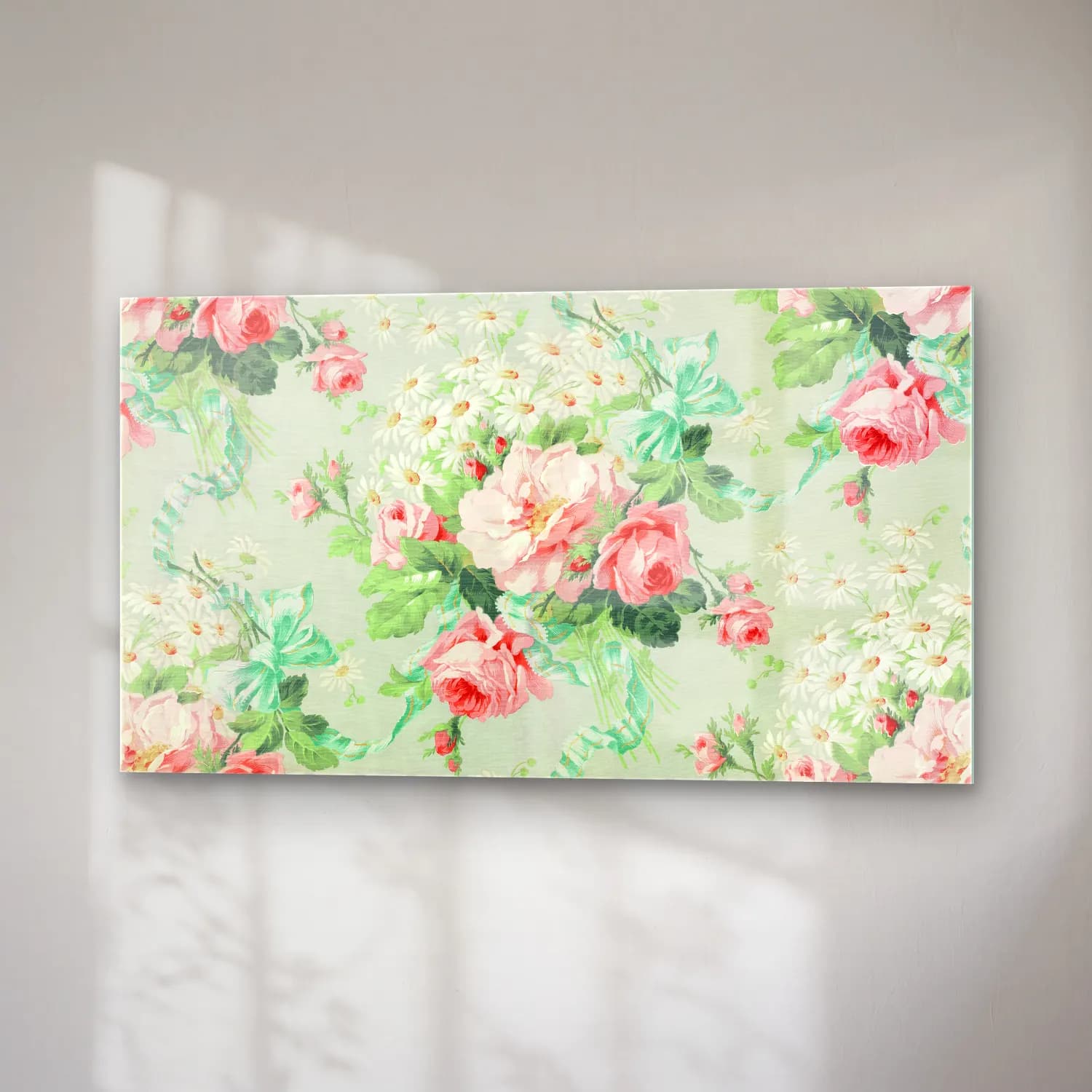 Pastel Çiçek Deseni No. 29 cam tablo — sağ açıdan görünüm