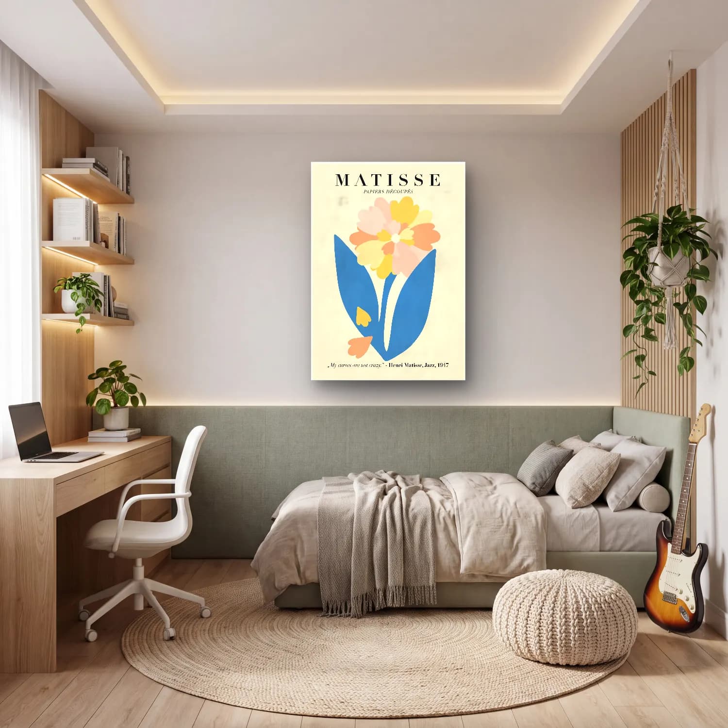 Pastel Çiçek Deseni No. 34 cam tablo — genç odasında