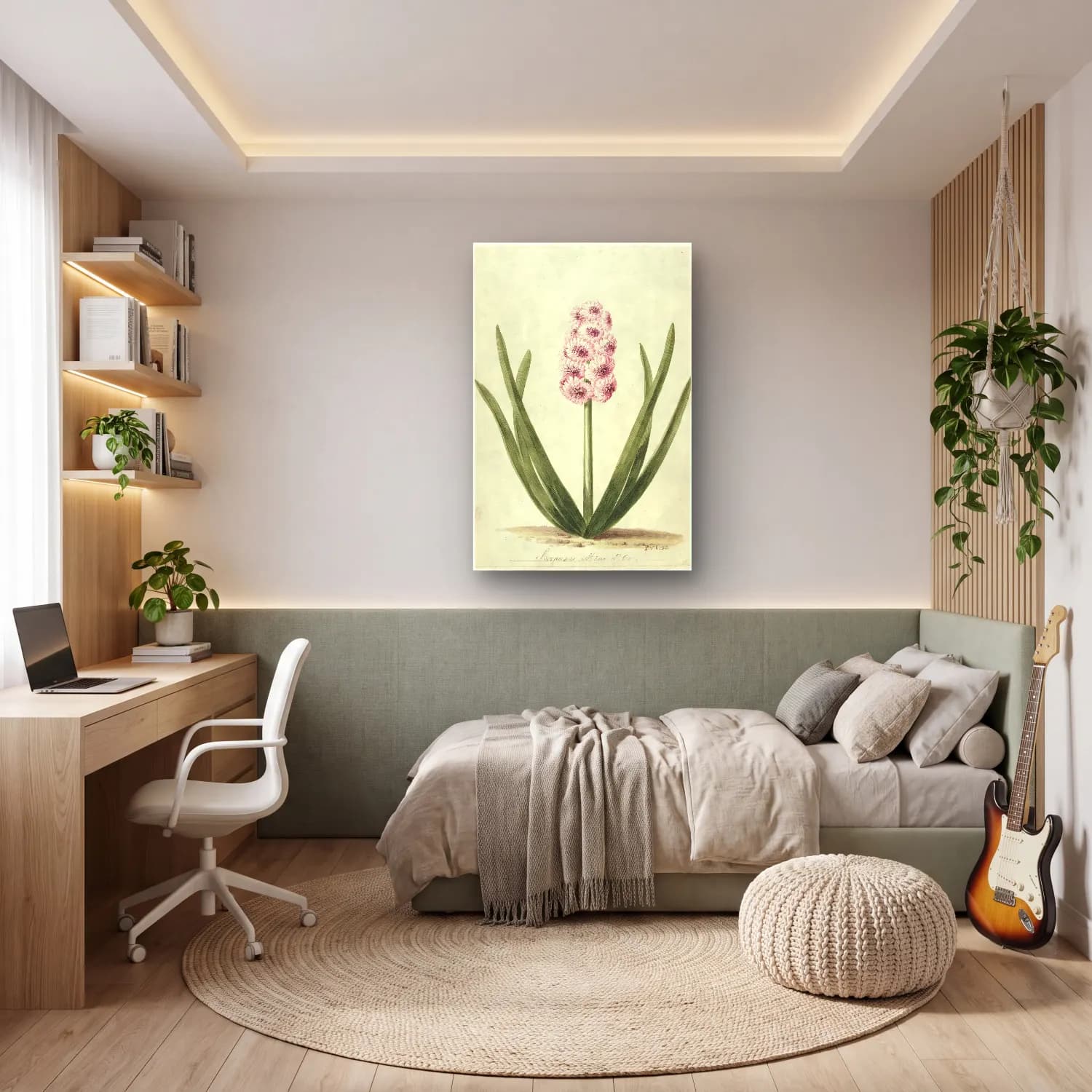 Botanik İllüstrasyon Çiçek Deseni No. 103 cam tablo — genç odasında