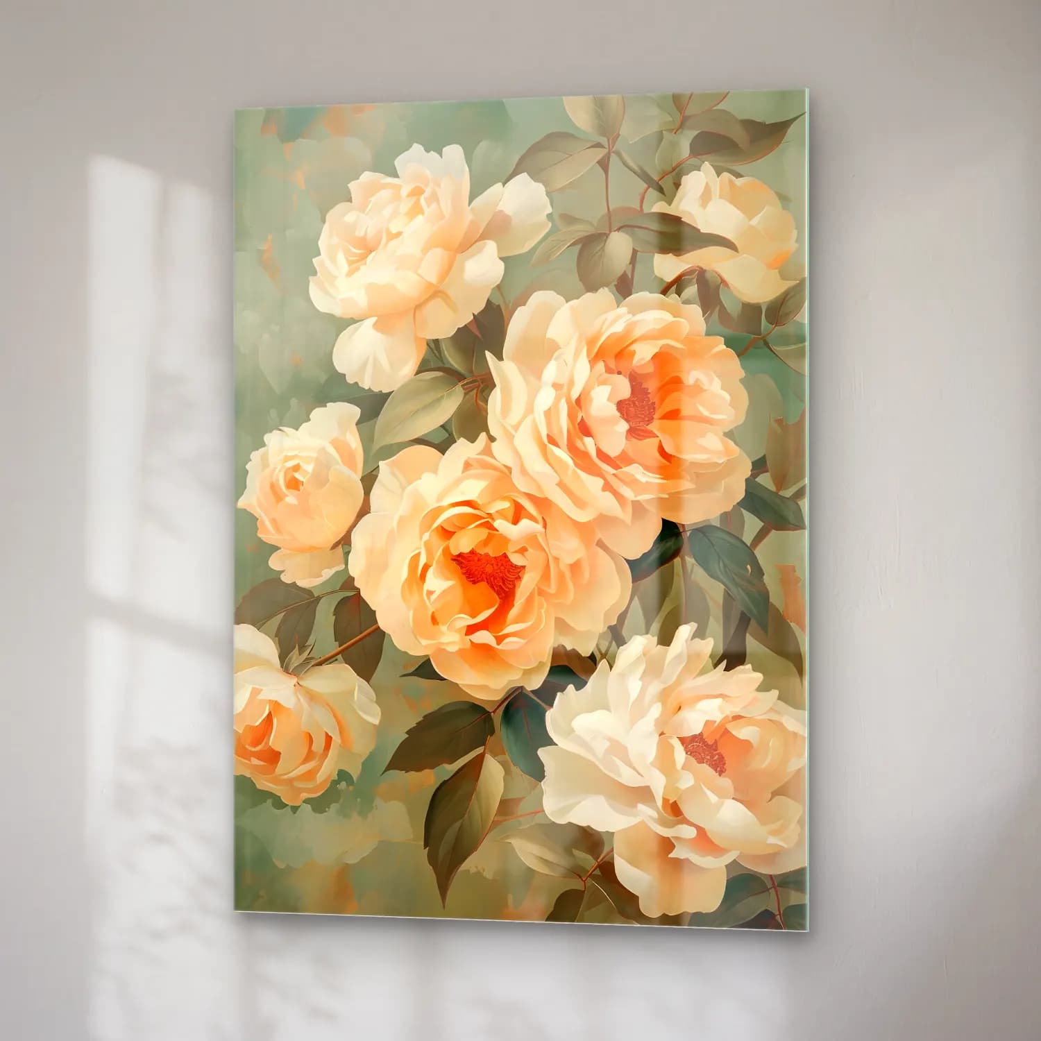 Pastel Güller No. 5 cam tablo — sağ açıdan görünüm