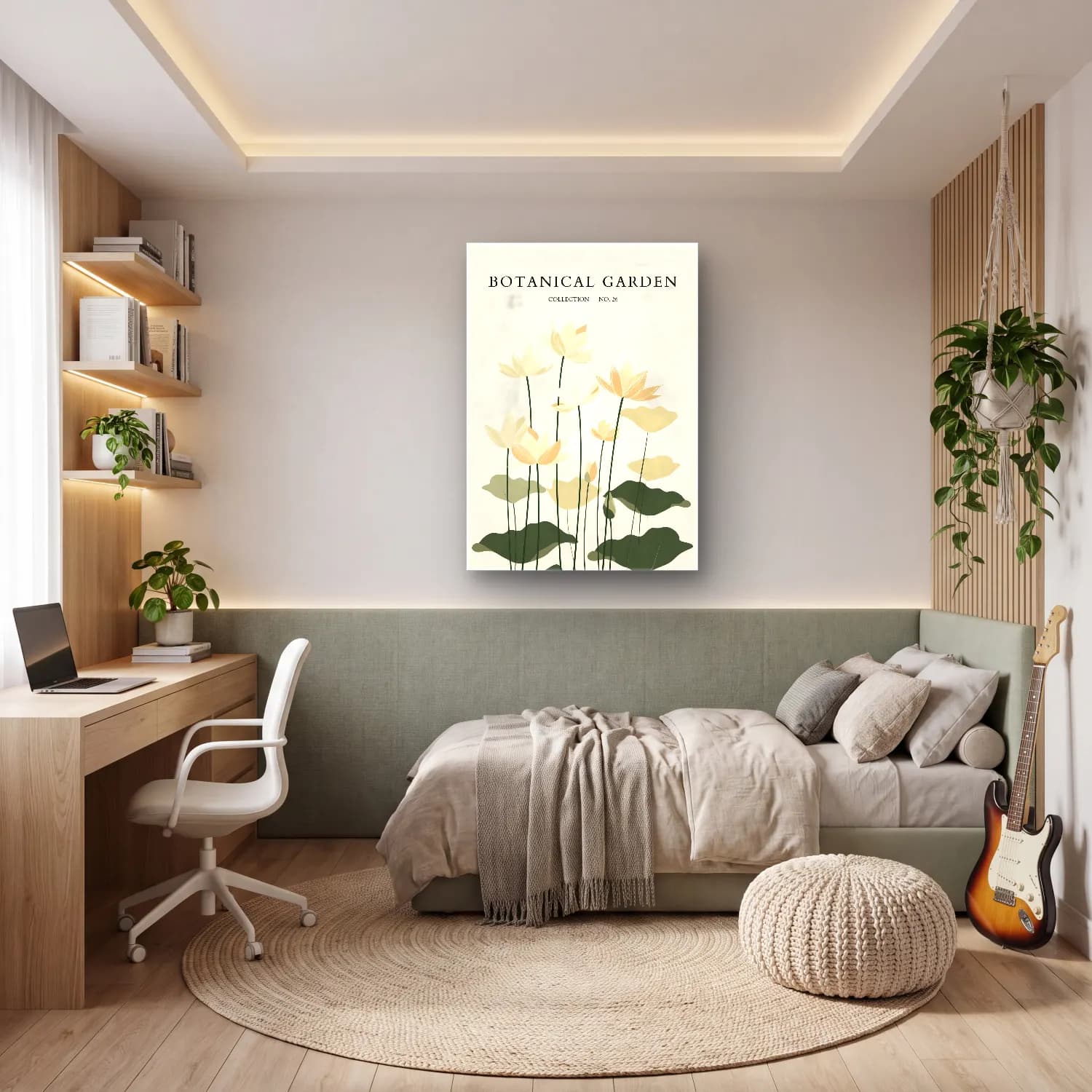 Pastel Lotus Çiçekleri – Bej Tonlar cam tablo — genç odasında