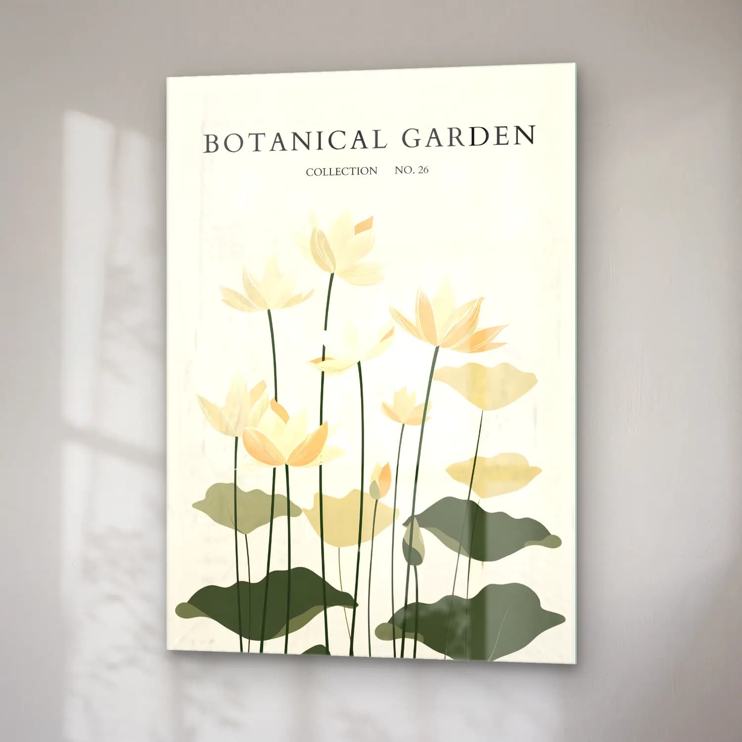 Pastel Lotus Çiçekleri – Bej Tonlar cam tablo — sağ açıdan görünüm