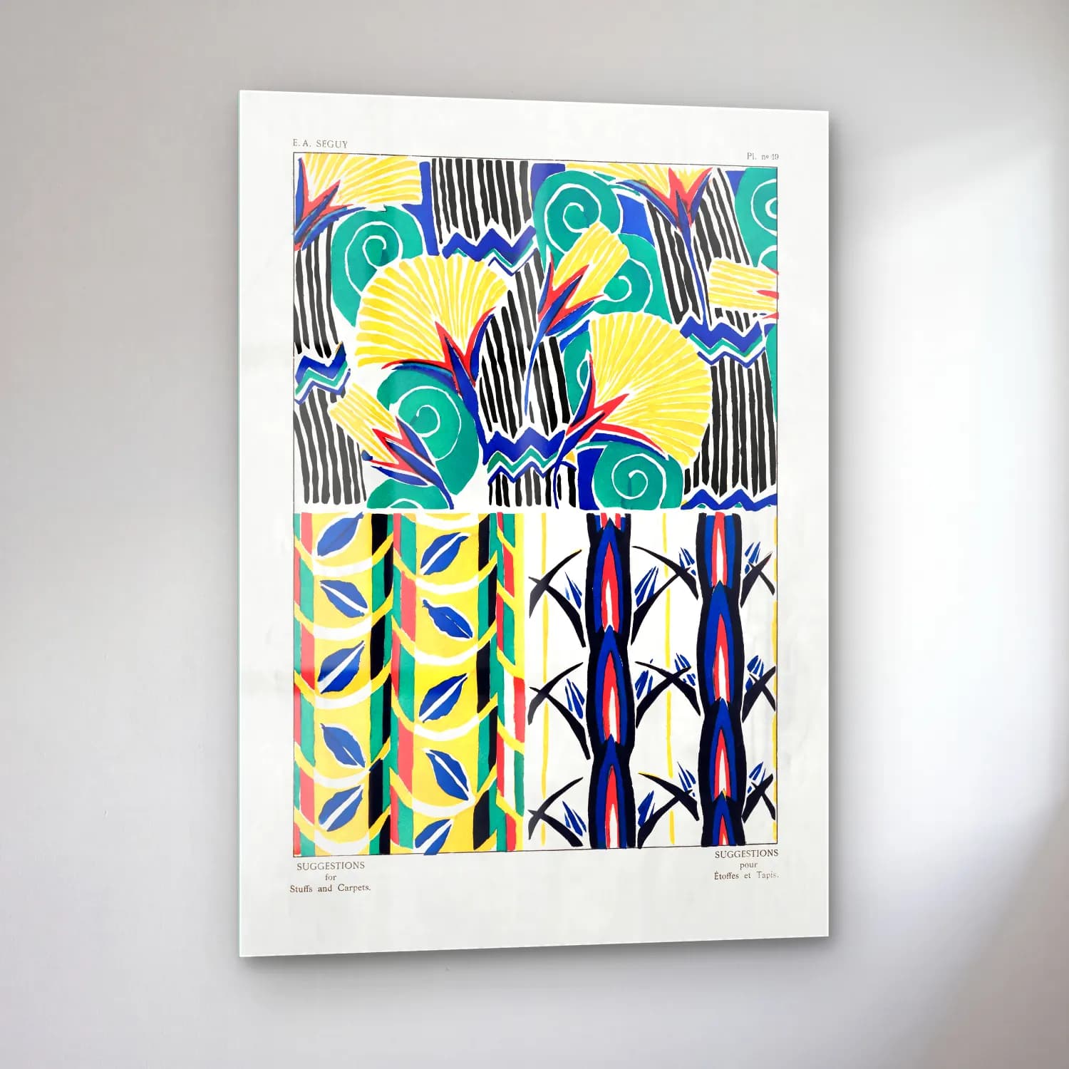 Maksimalist Çiçek Deseni No. 88 cam tablo — sol açıdan görünüm