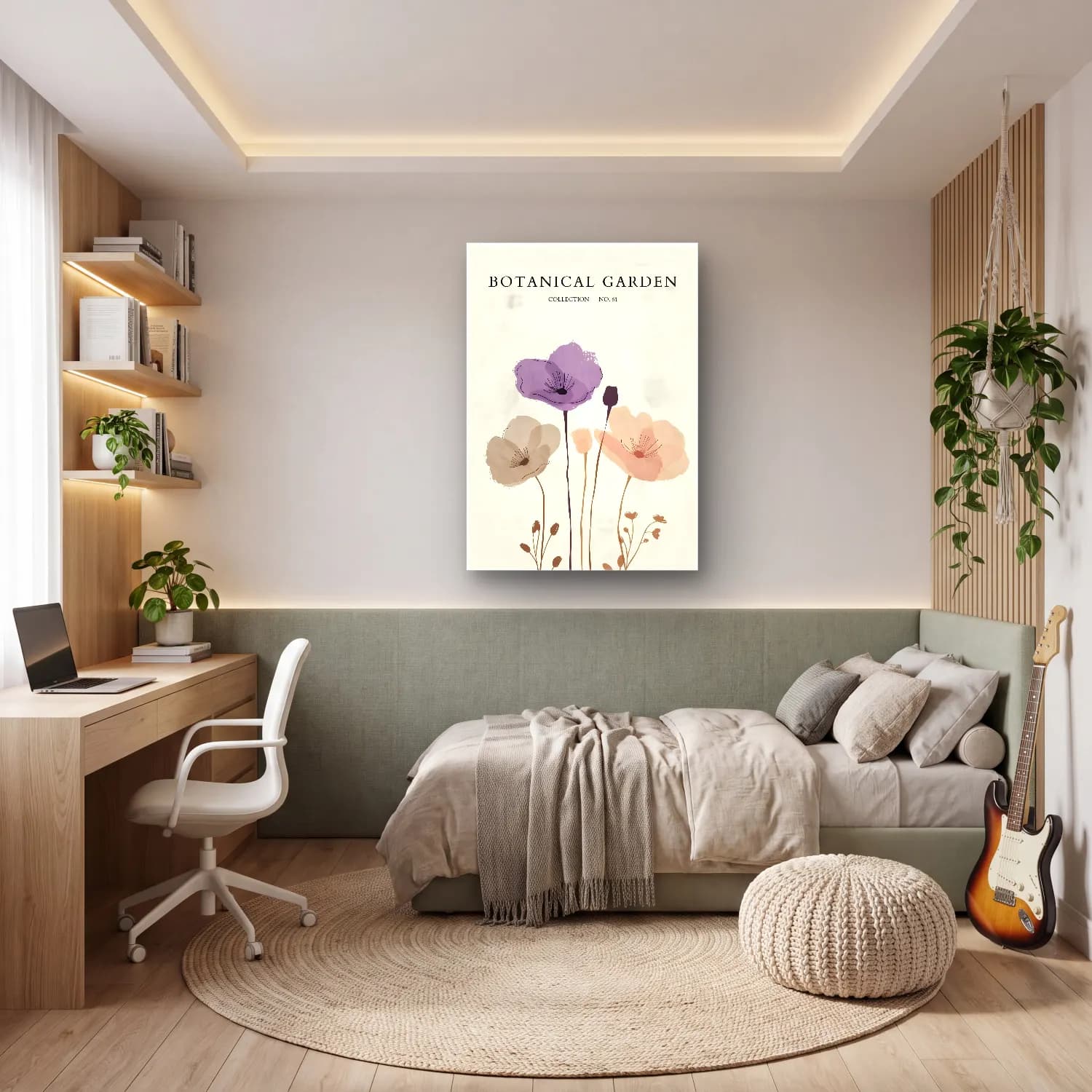 Pastel Gelincikler – Bej Tonlar cam tablo — genç odasında