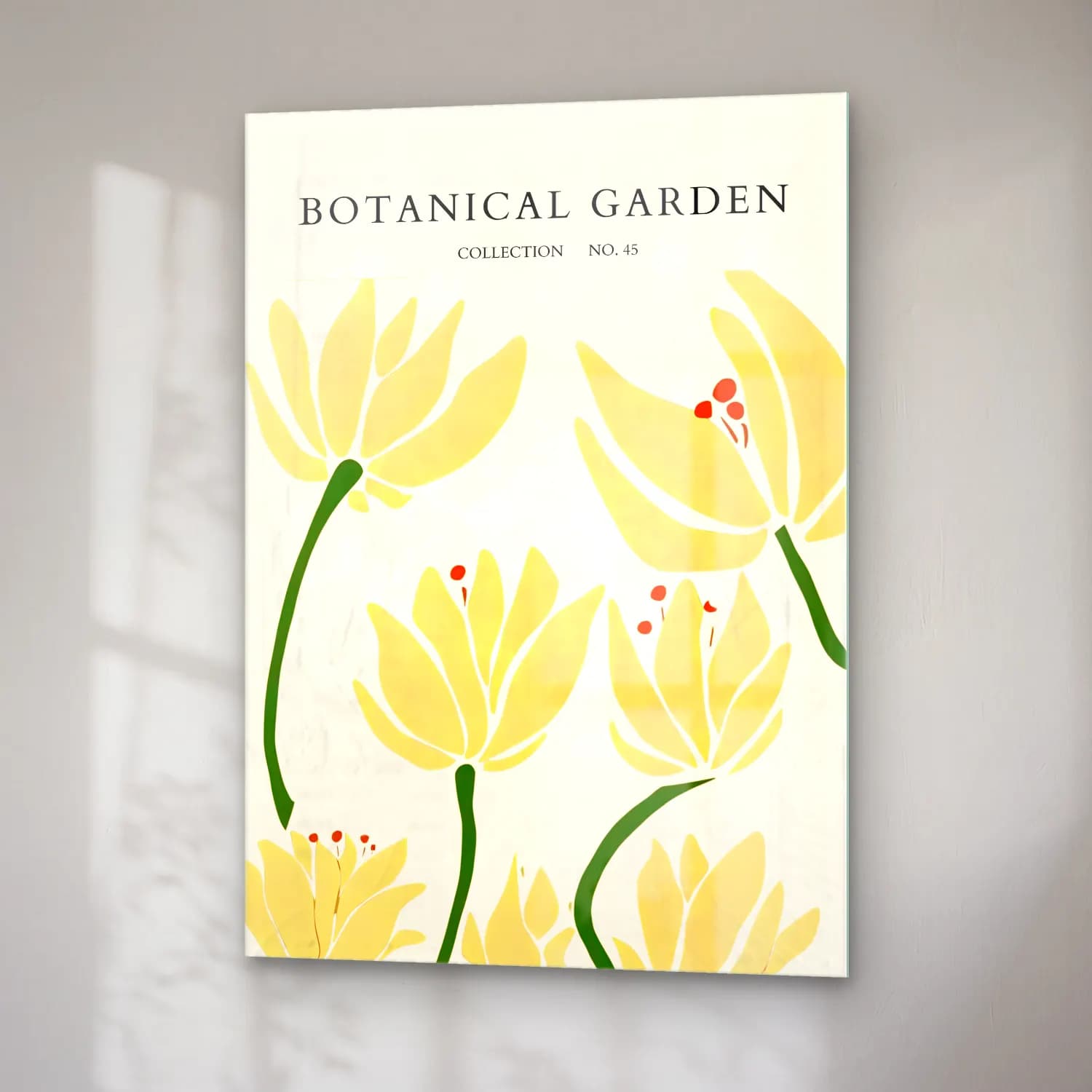 Botanik İllüstrasyon Lotus Çiçekleri No. 8 cam tablo — sağ açıdan görünüm