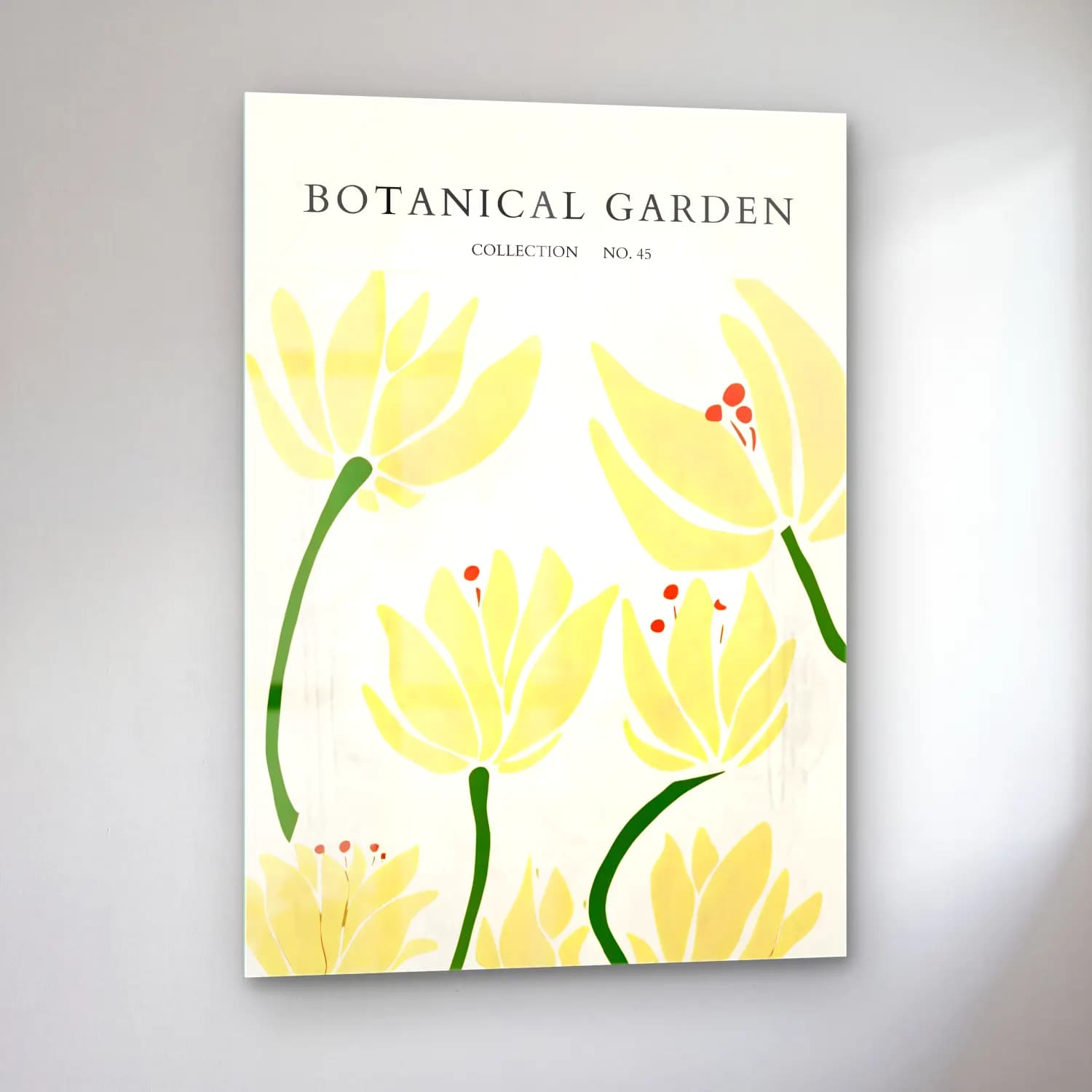 Botanik İllüstrasyon Lotus Çiçekleri No. 8 cam tablo — sol açıdan görünüm