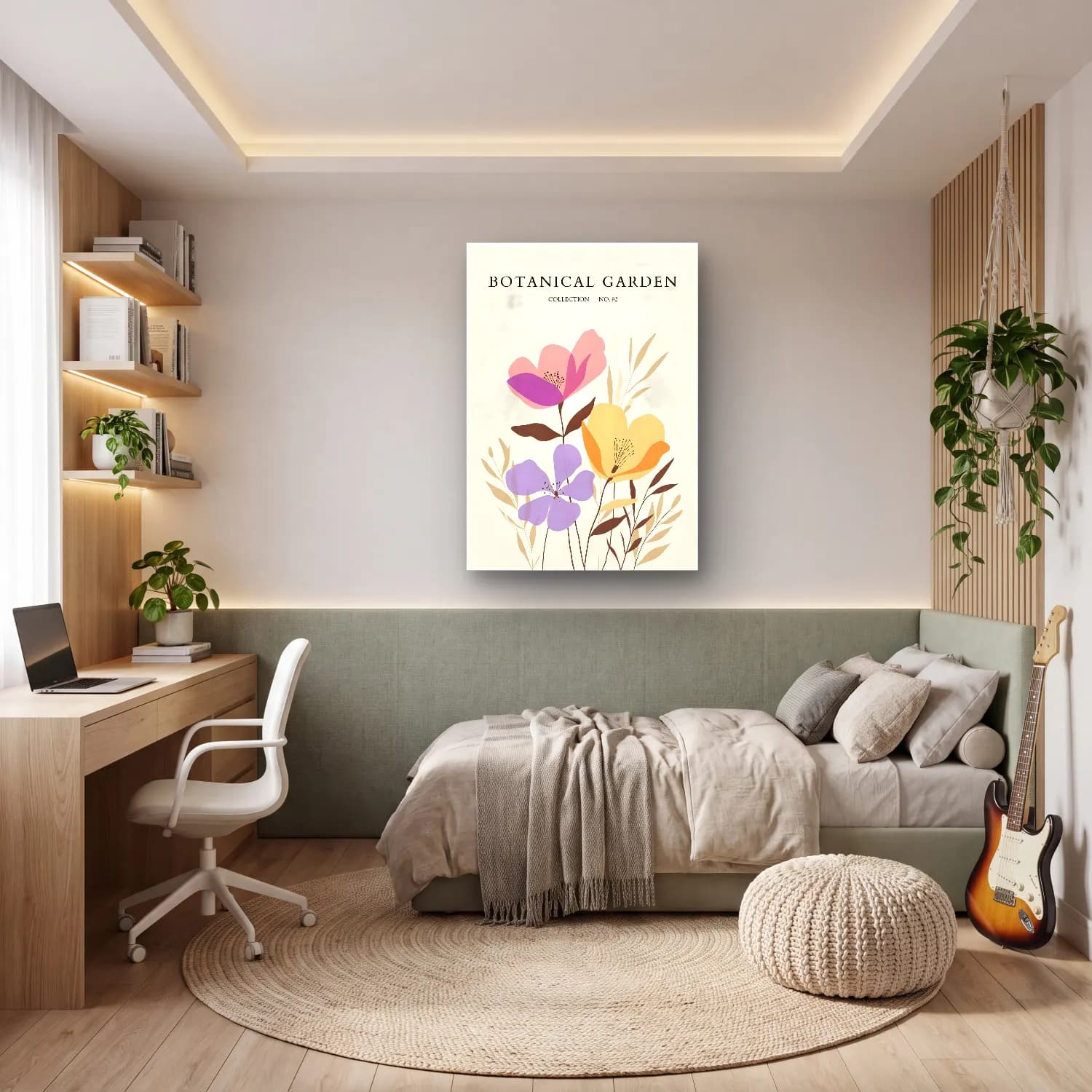 Pastel Kır Çiçekleri No. 17 cam tablo — genç odasında