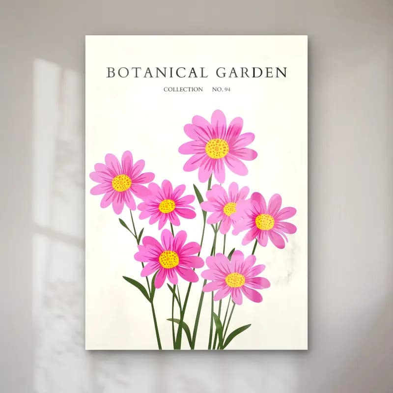 Botanik İllüstrasyon Papatyalar No. 9 cam tablo — Botanik İllüstrasyon Papatyalar No. 9 — botanik i̇llüstrasyon papatyalar