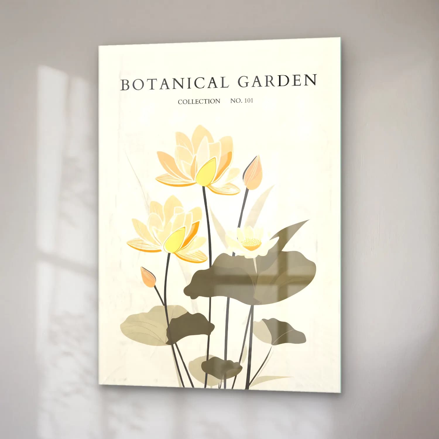 Pastel Lotus Çiçekleri No. 3 cam tablo — sağ açıdan görünüm